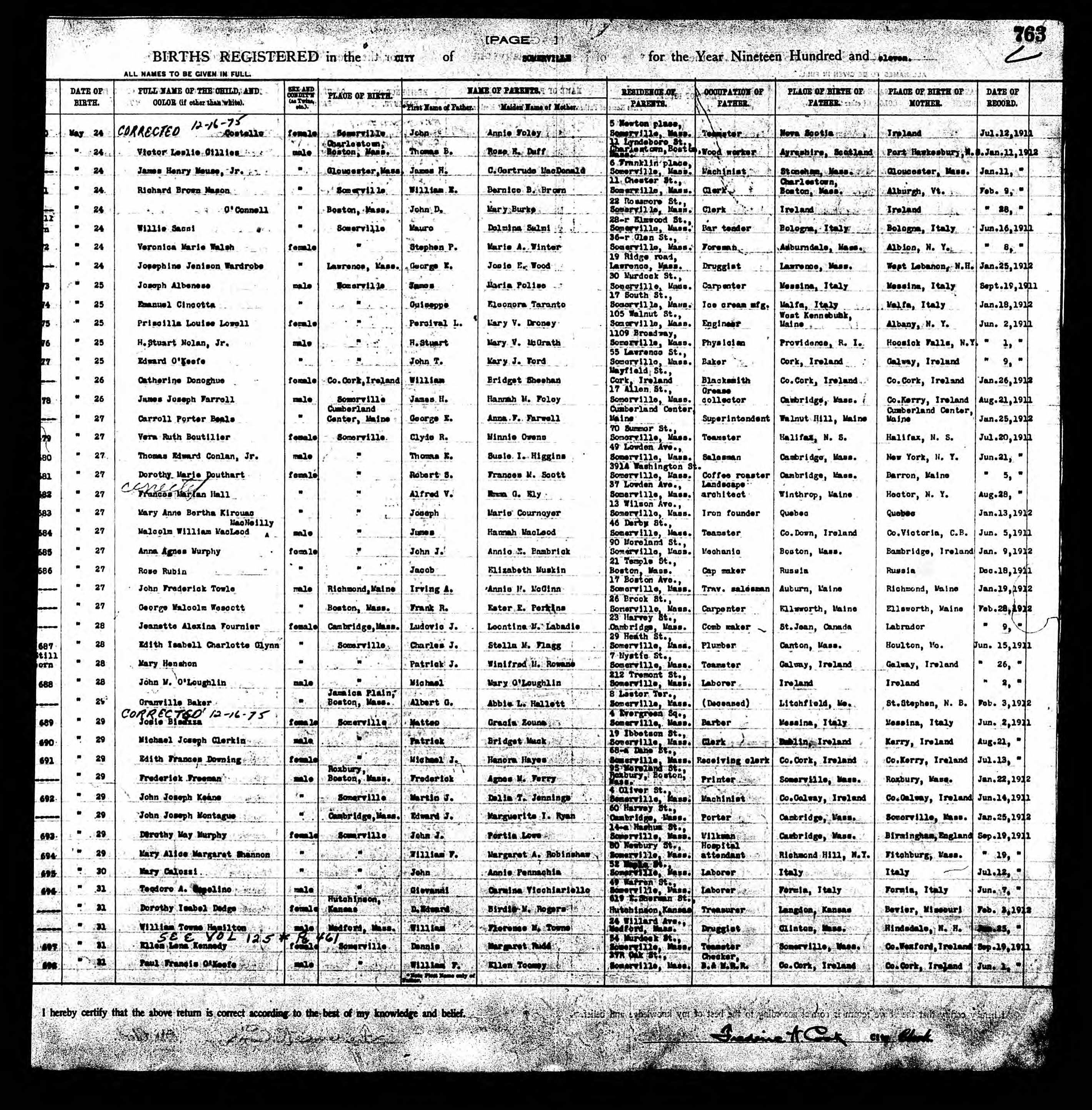 Enregistrement de la naissance Enregistrement de la naissance
