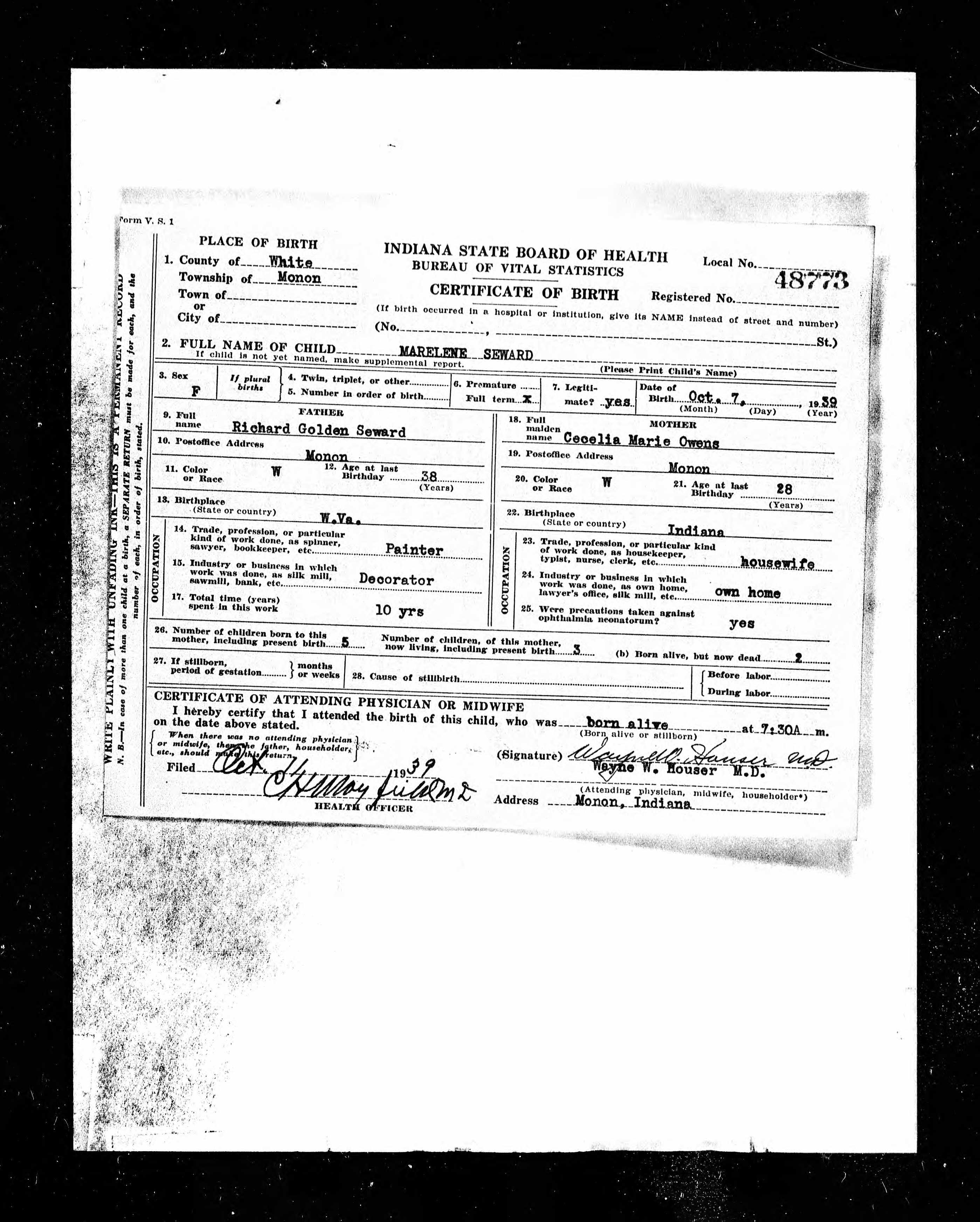Certificat de naissance