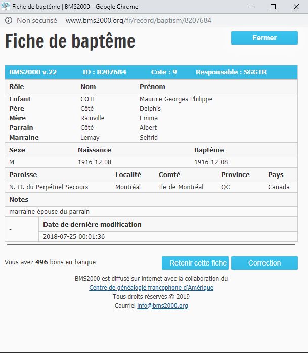 Fiche de baptême de la base de données BMS2000
