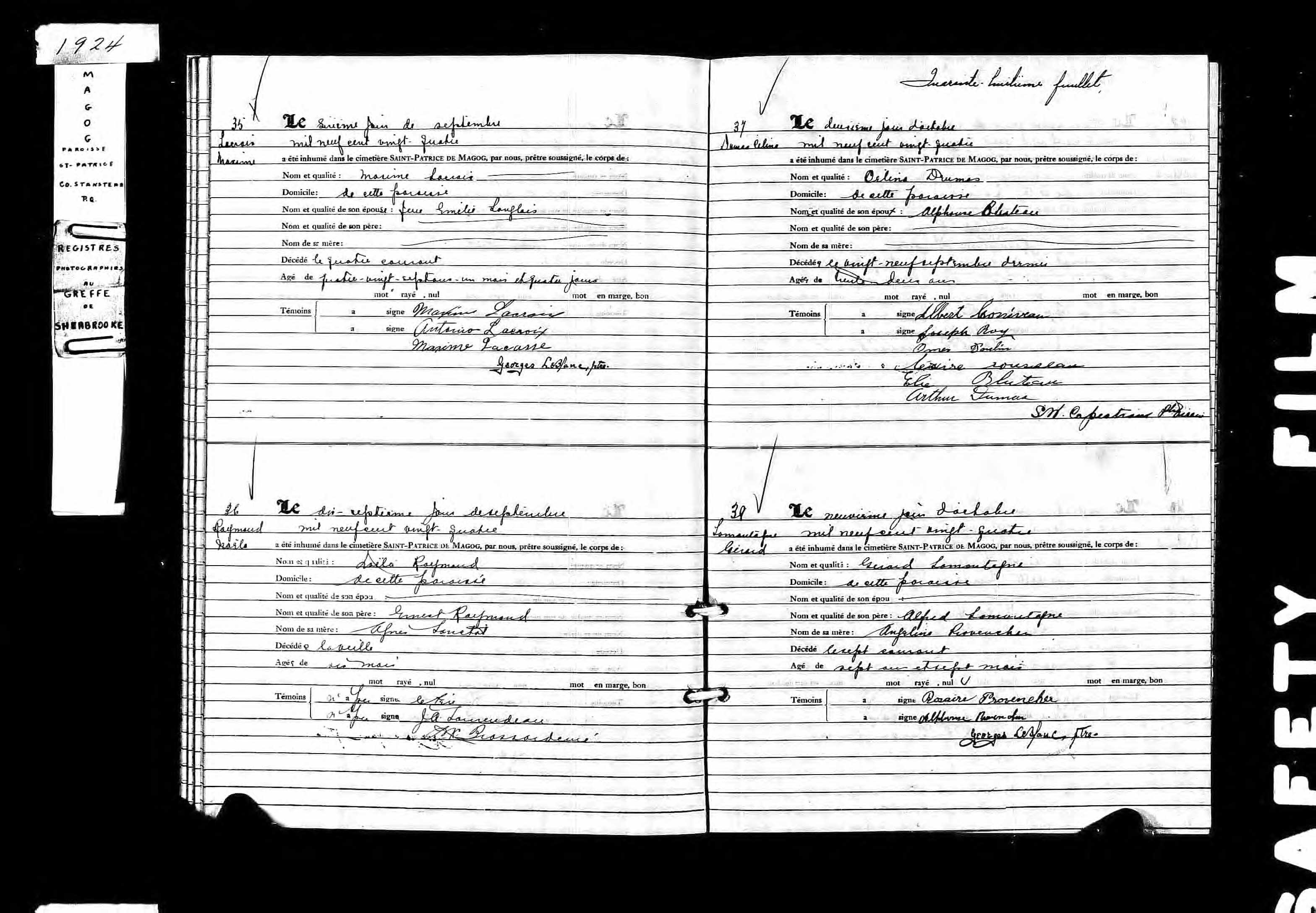 Acte de sépulture