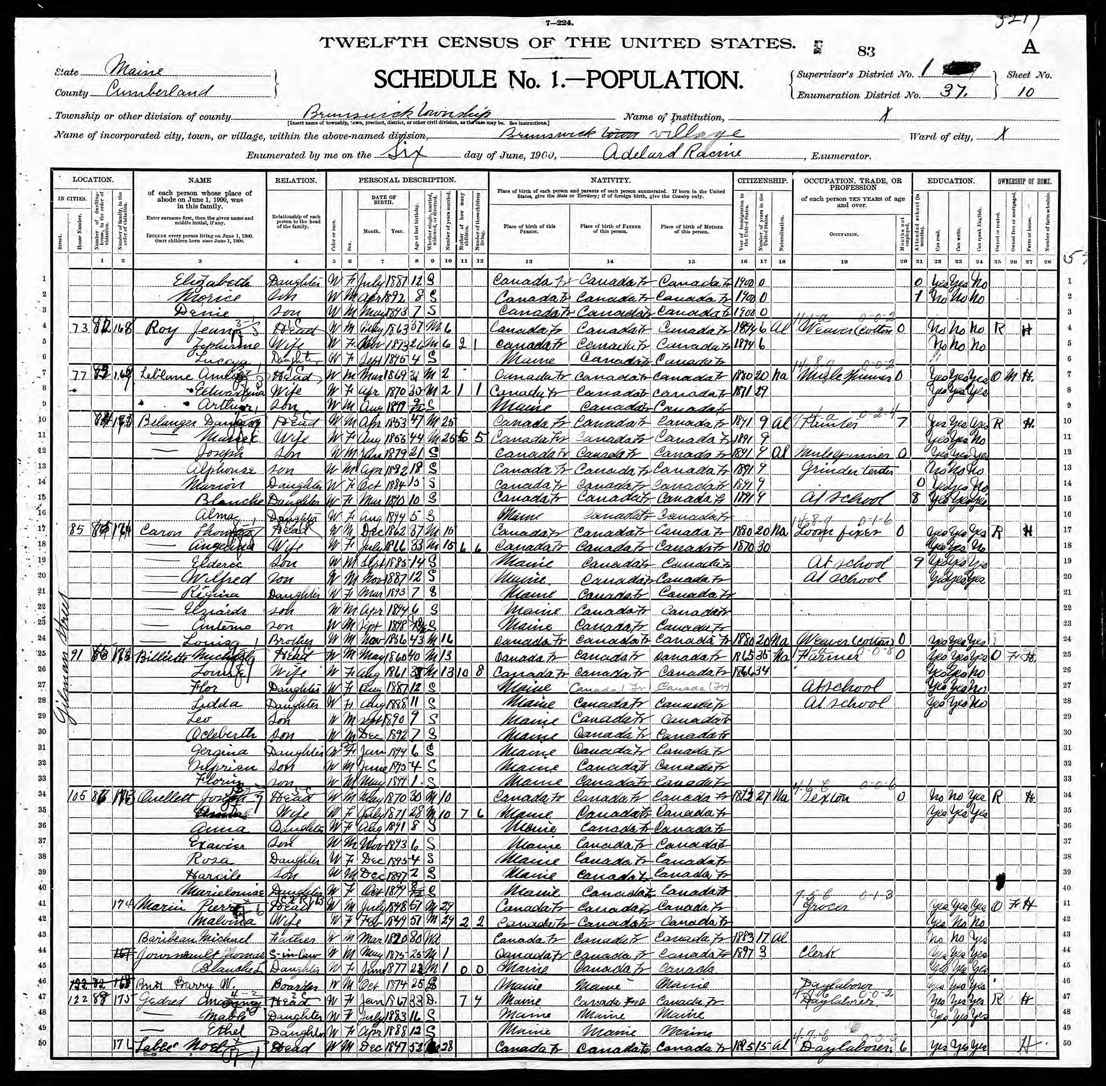 Recensement fédéral américain 1900