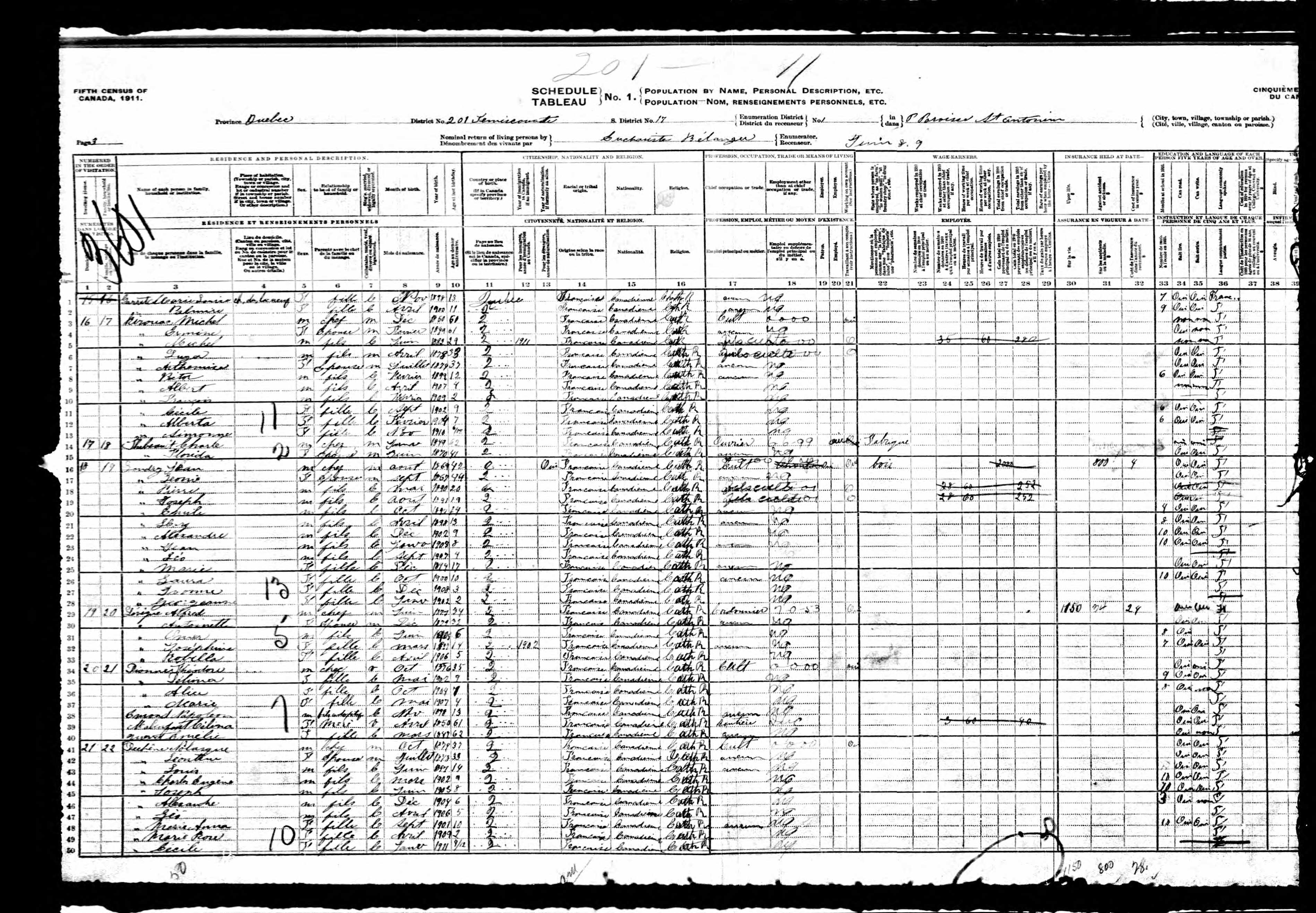 Recensement canadien 1911 Recensement canadien 1911