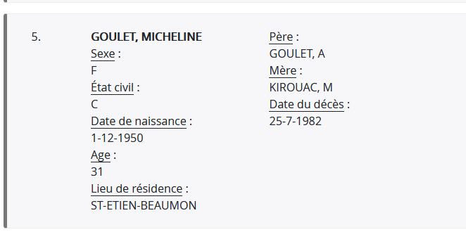 Mention du décès