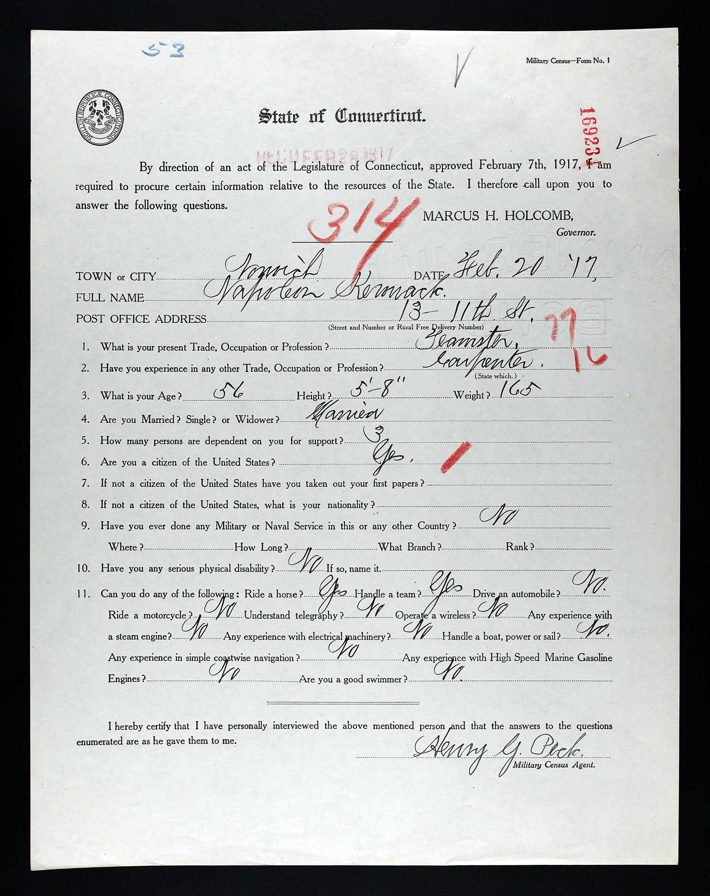 Recensement militaire du Connecticut 1917