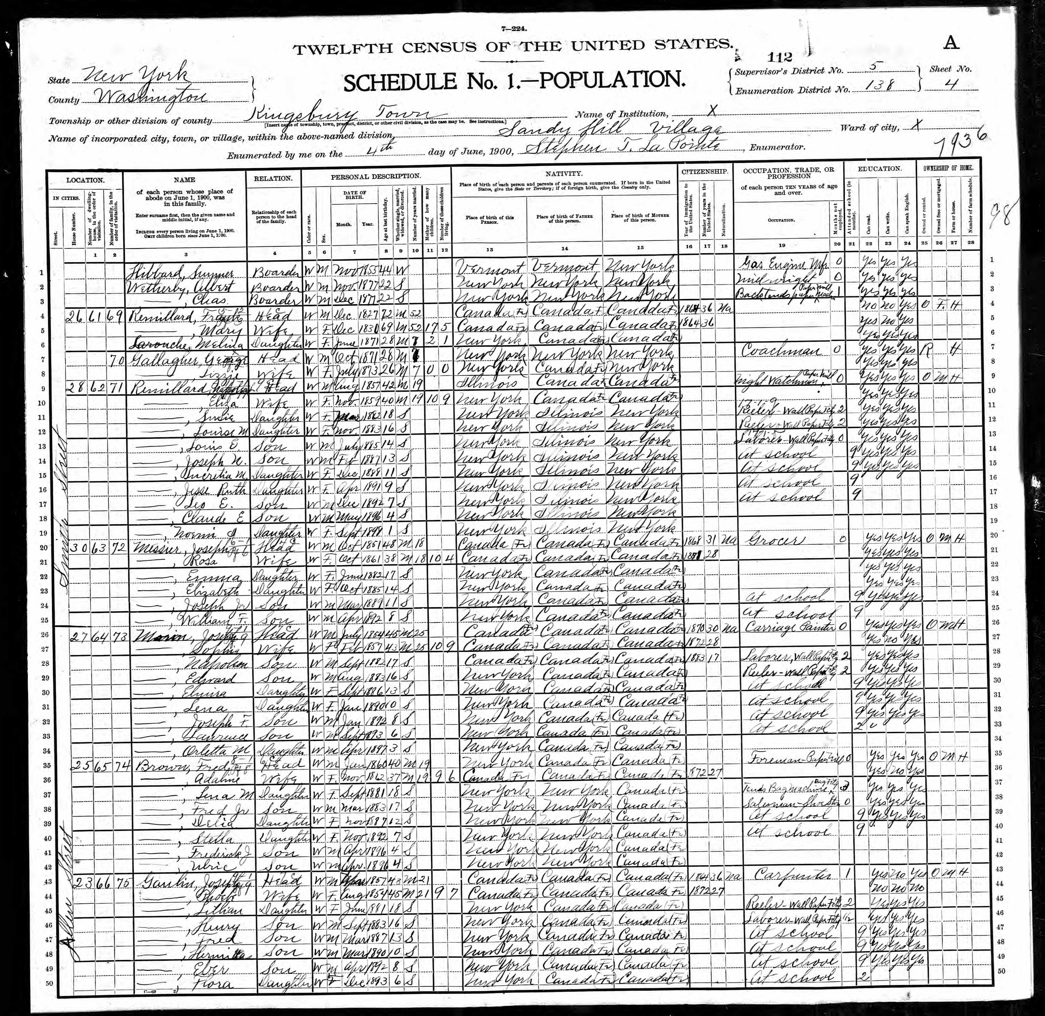 Recensement fédéral américain 1900