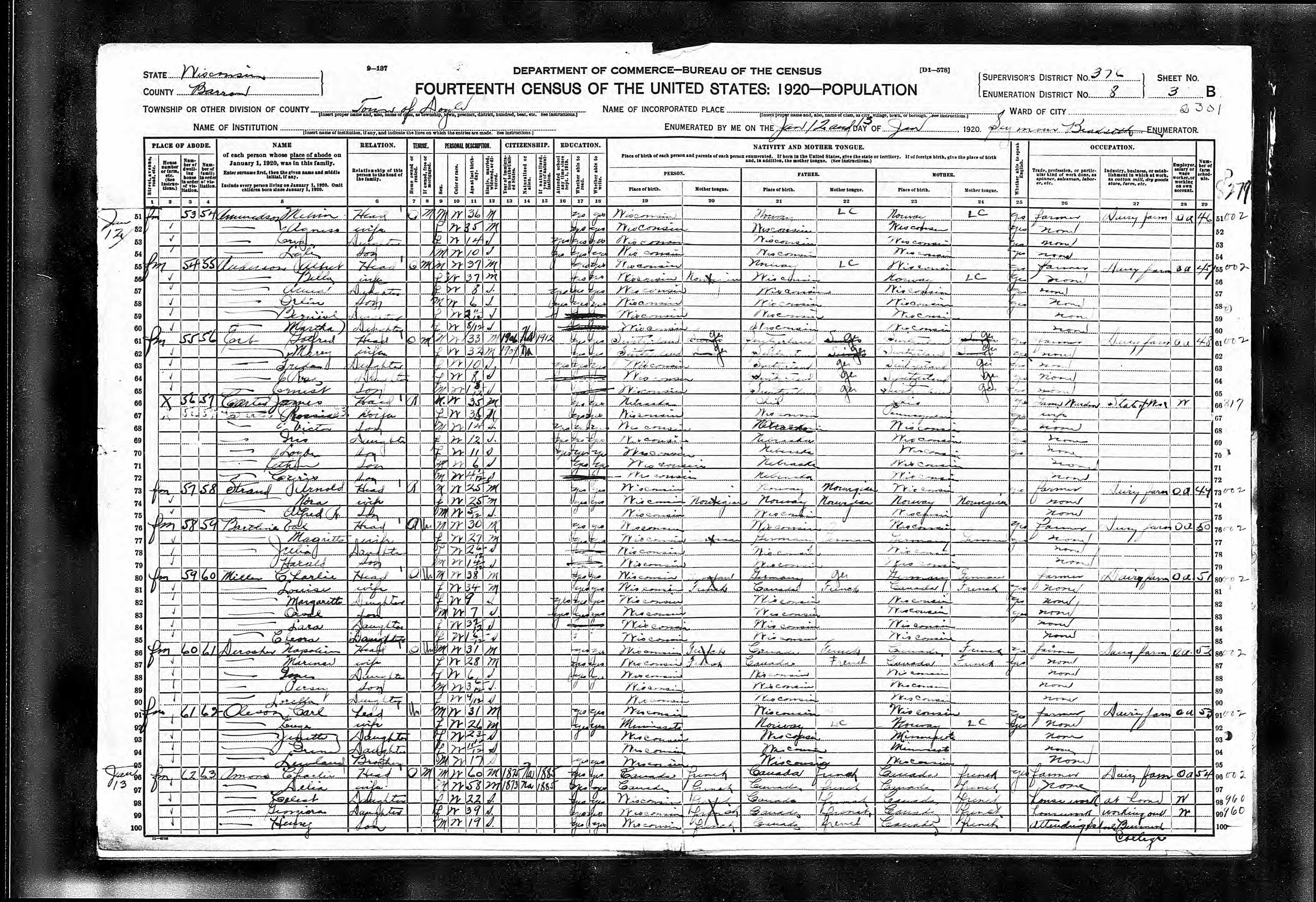 Recensement fédéral américain 1920