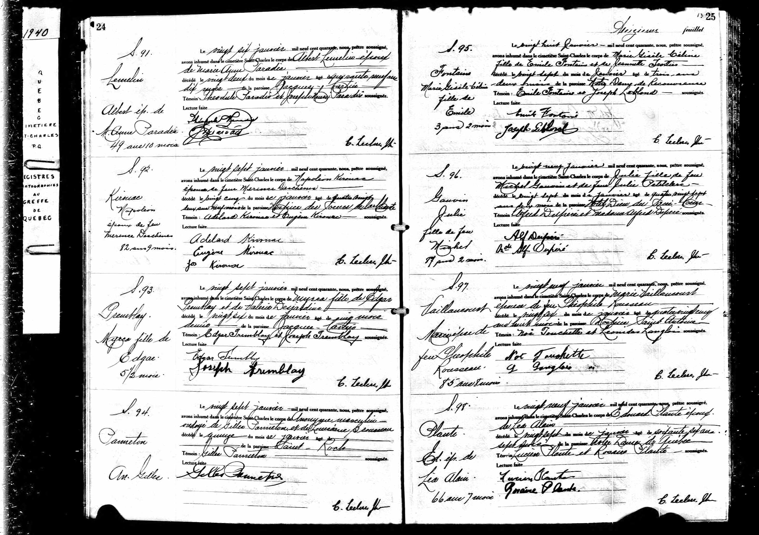 Acte de sépulture