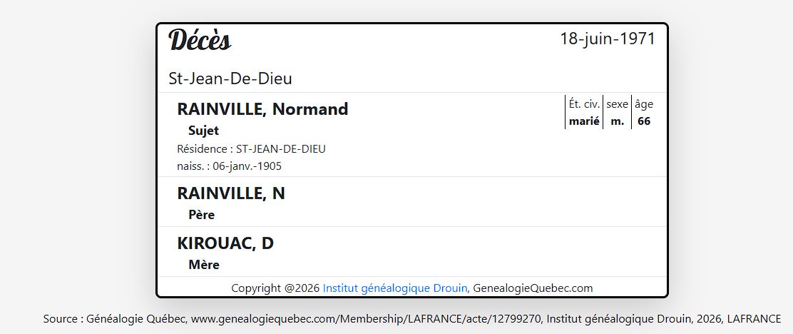 Mention du décès