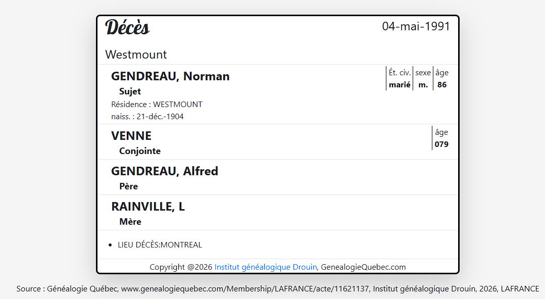 Mention du décès