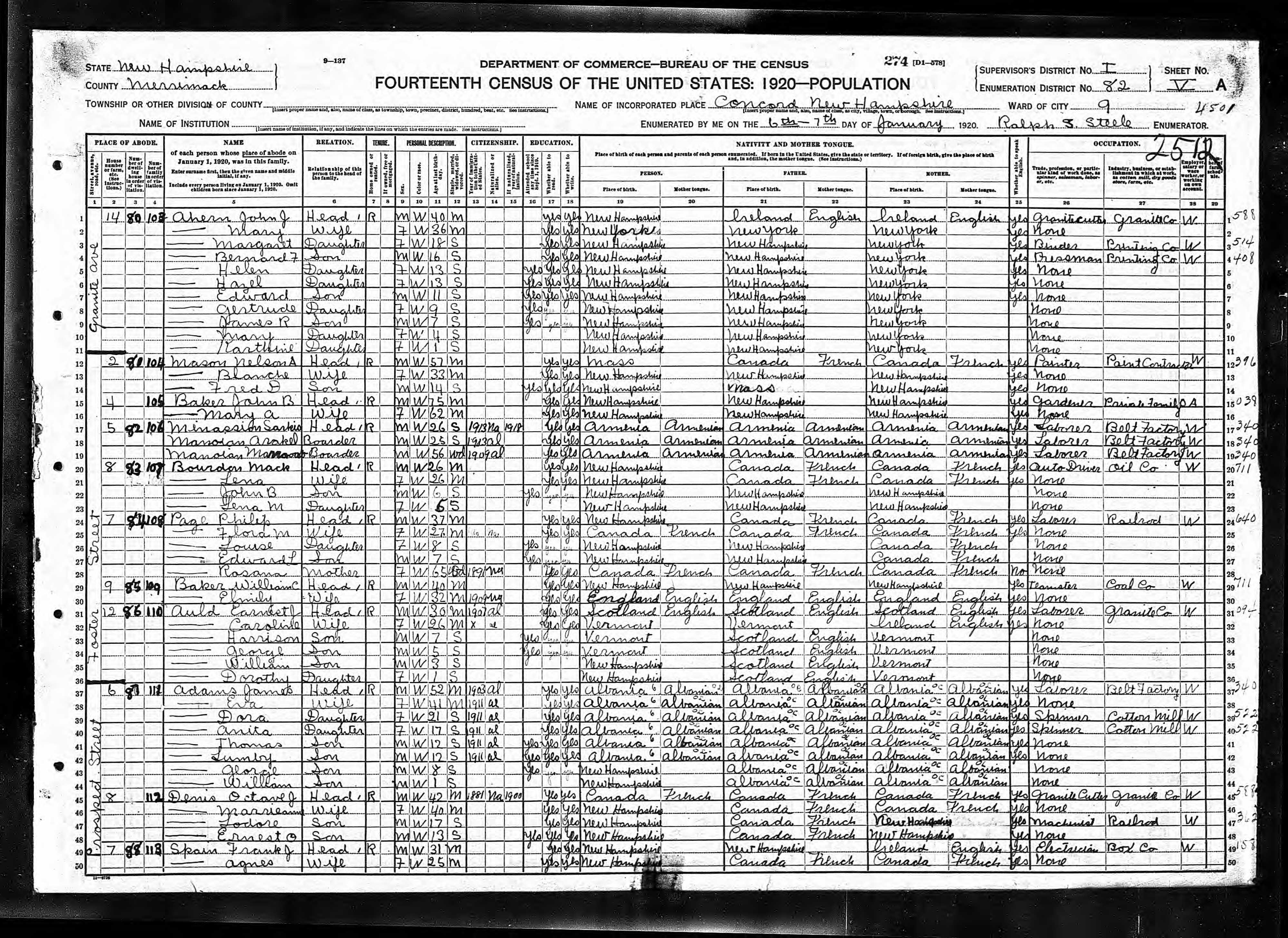 Recensement fédéral américain 1920