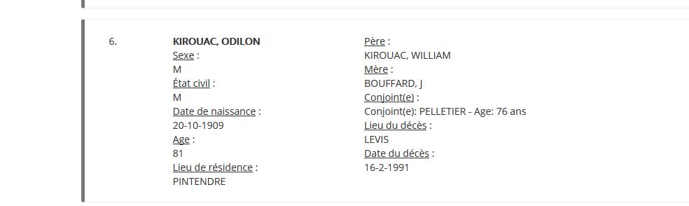 Mention du décès