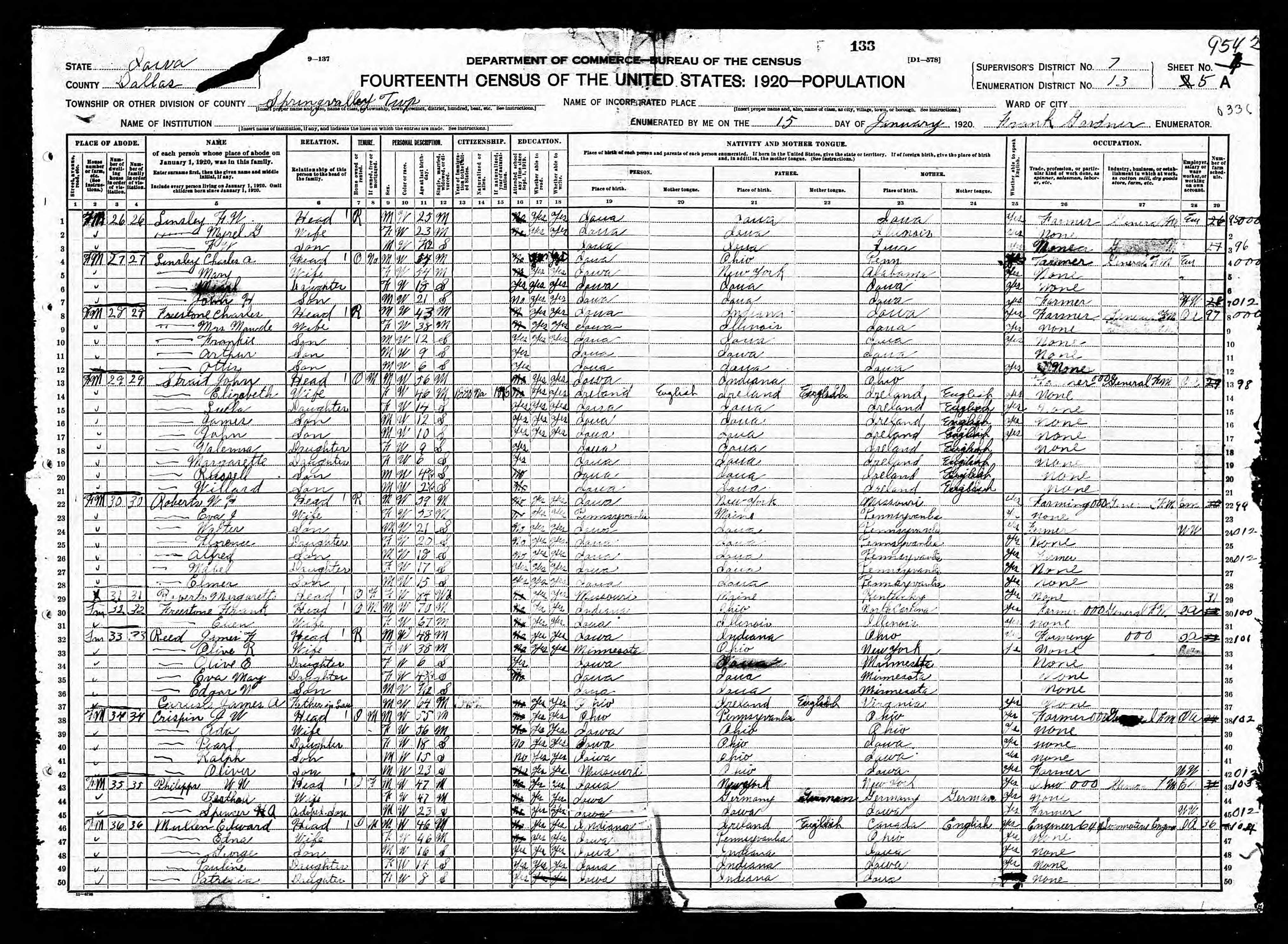 Recensement fédéral américain 1920