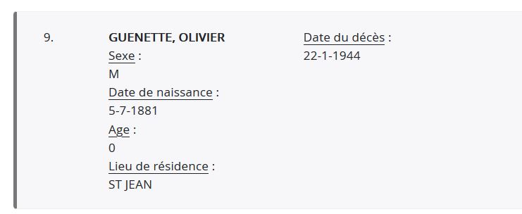 Mention du décès