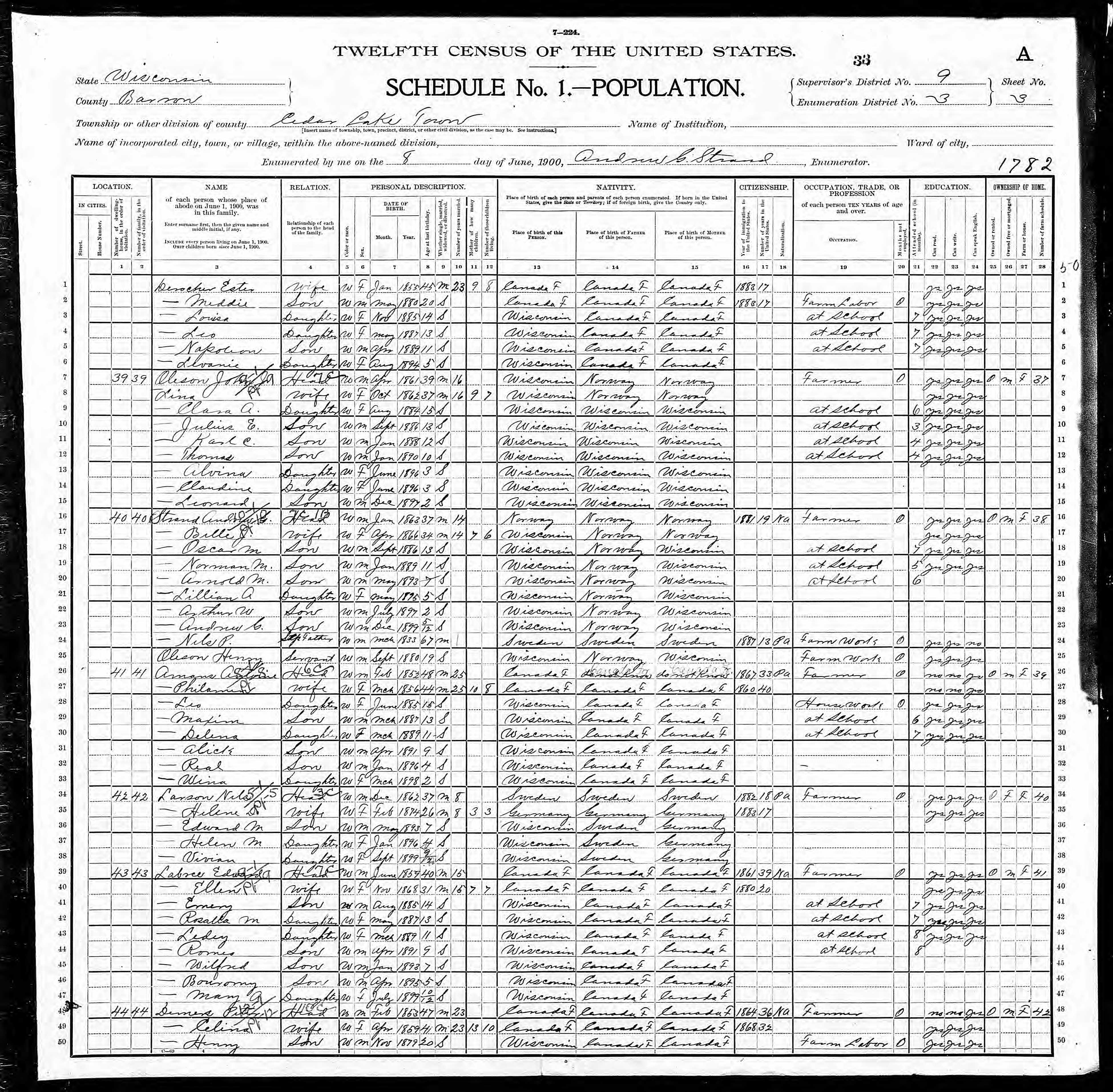 Recensement fédéral américain 1900