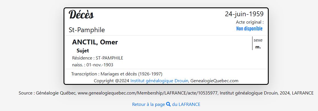 Mention du décès