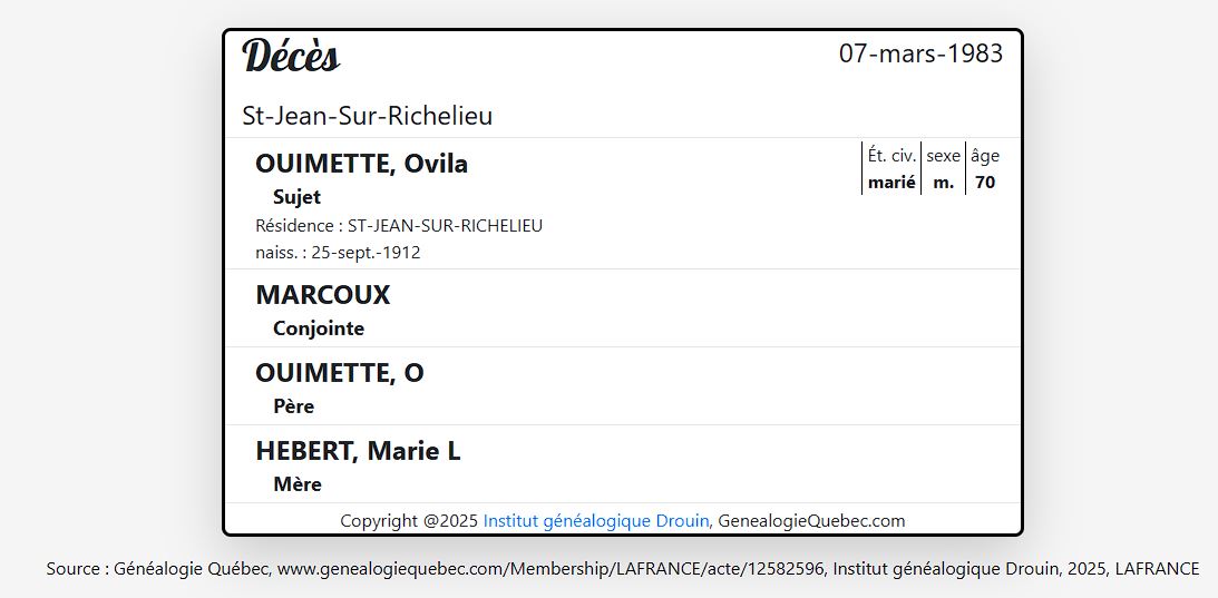Mention du décès