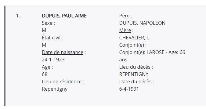 Mention du décès