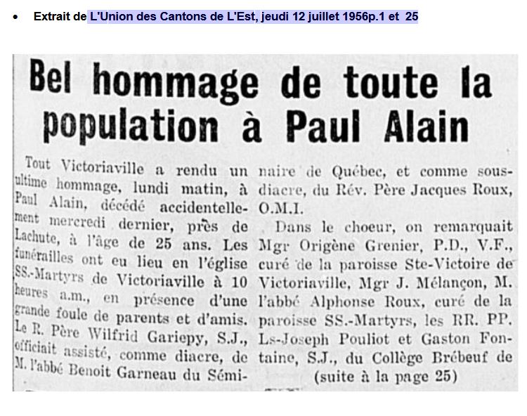 Mention des funérailles