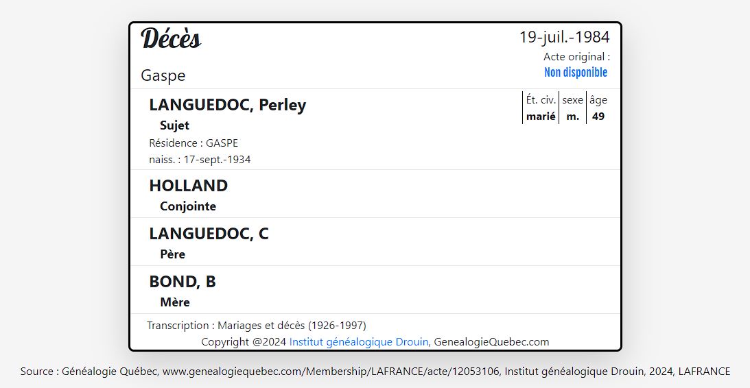 Mention du décès