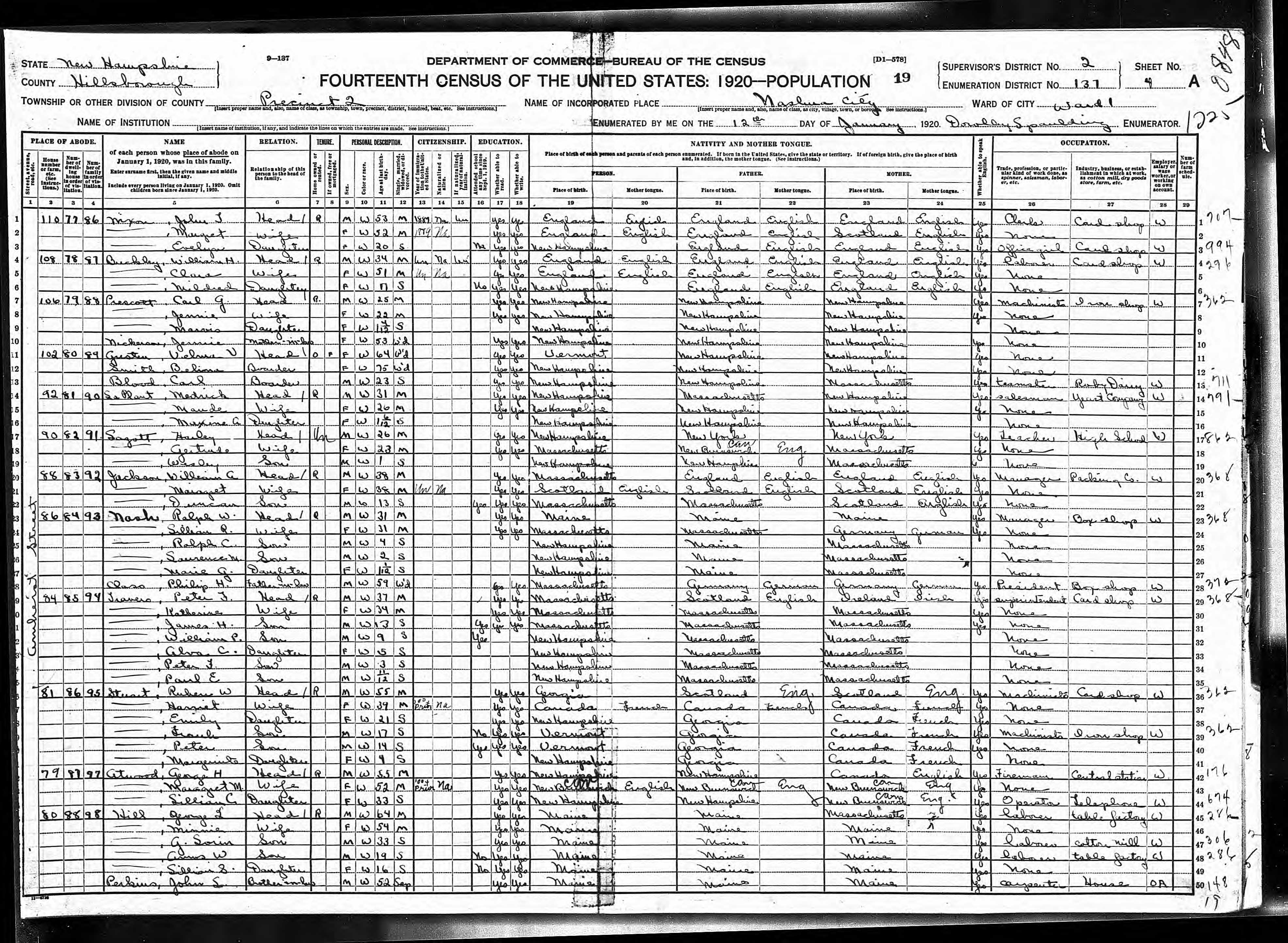 Recensement fédéral américain 1920