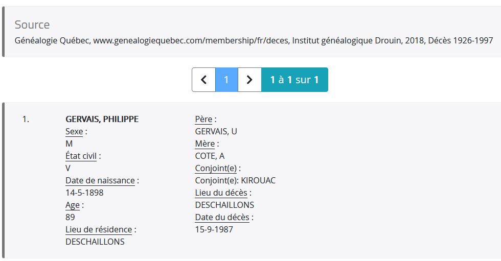 Mention du décès