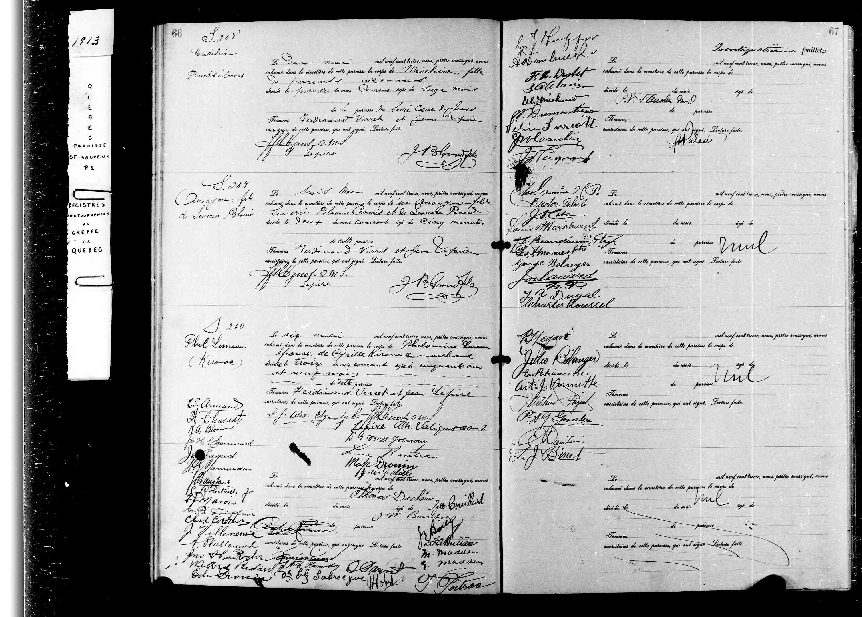Acte de sépulture Acte de sépulture