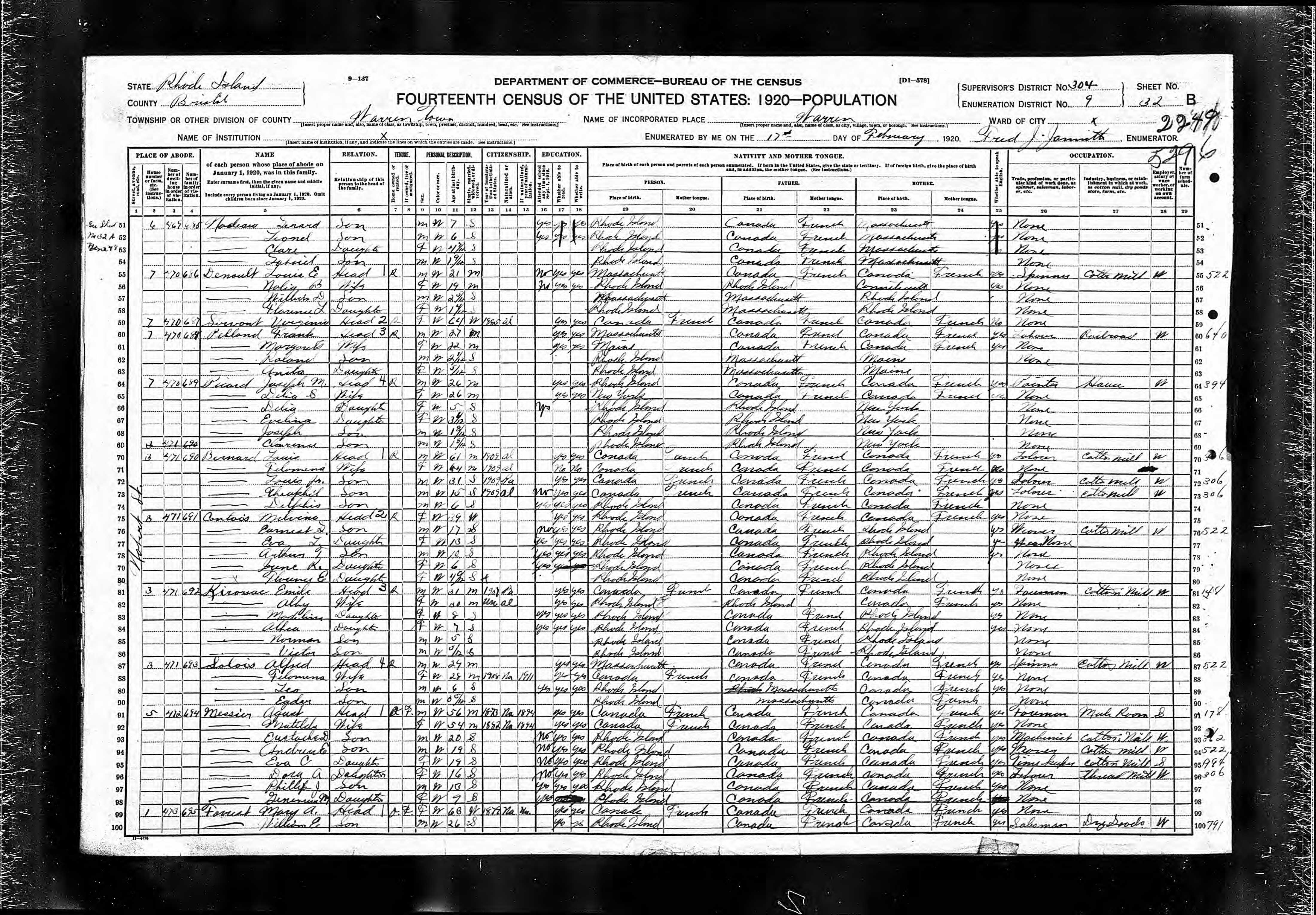 Recensement fédéral américain 1920
