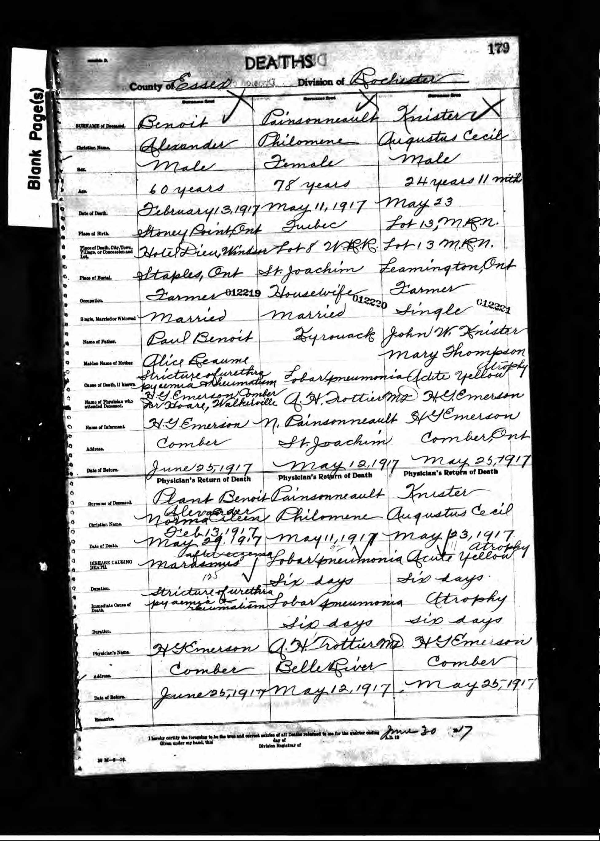 Enregistrement du décès