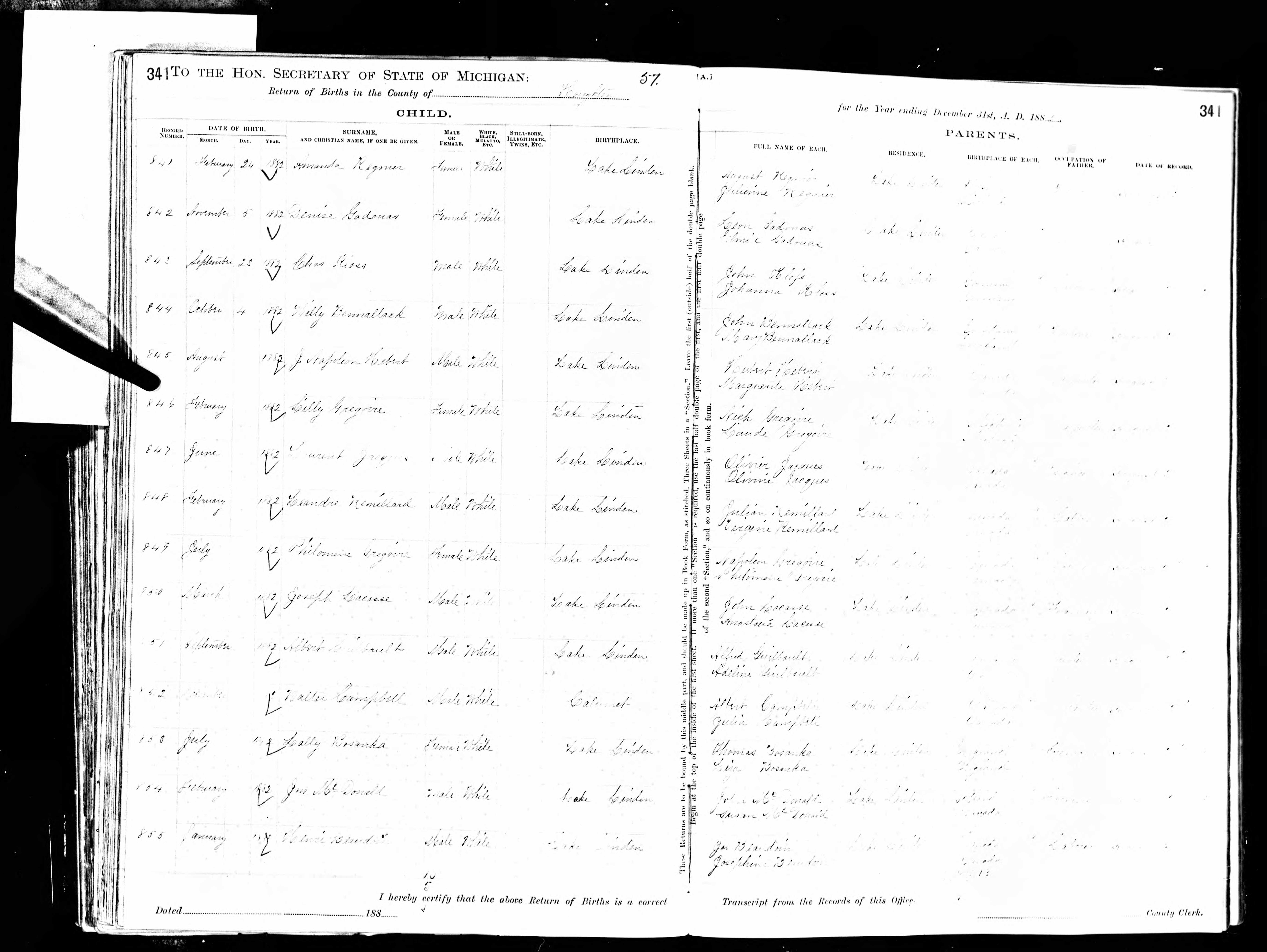 Enregistrement de la naissance