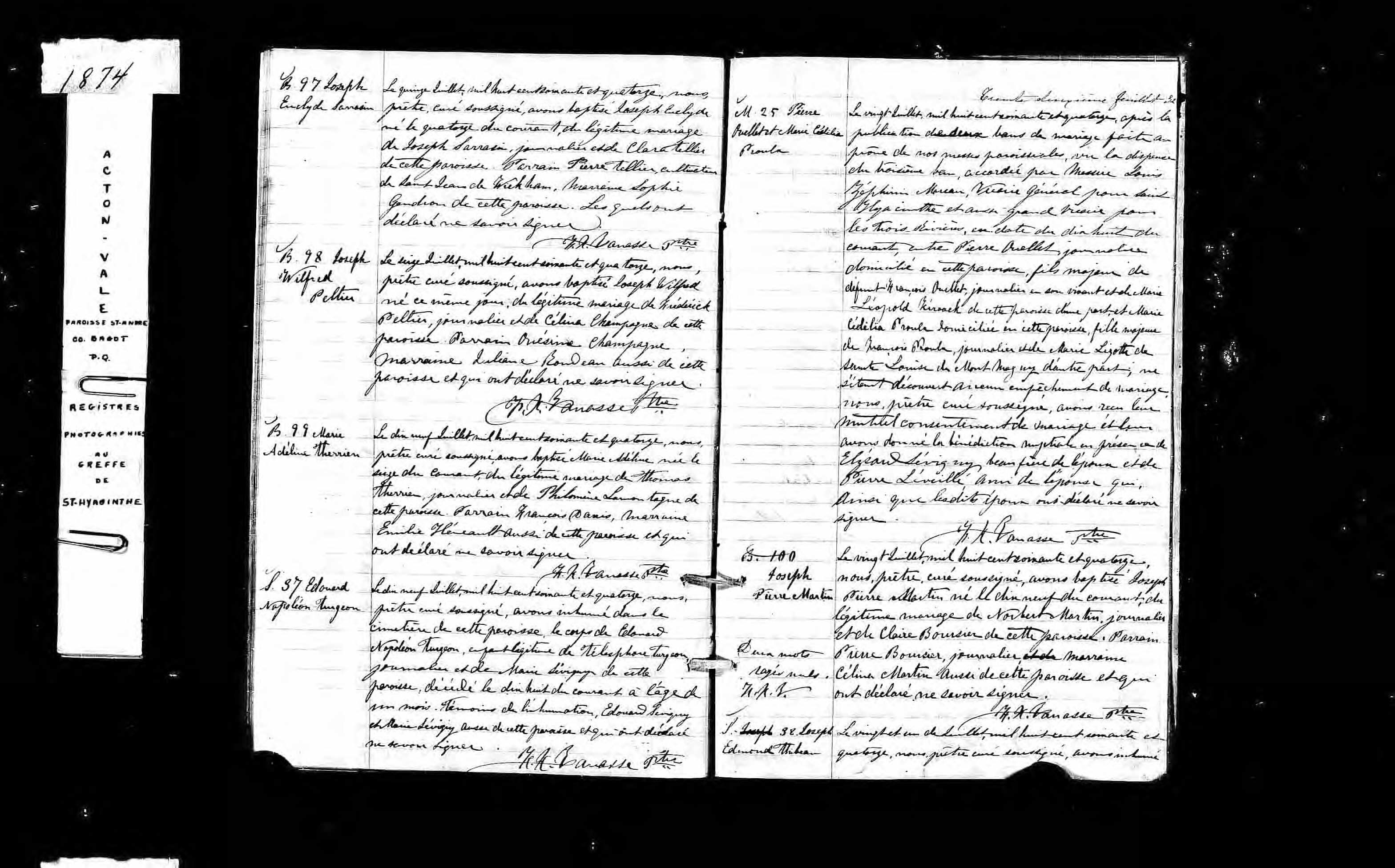 Acte de mariage en premières noces