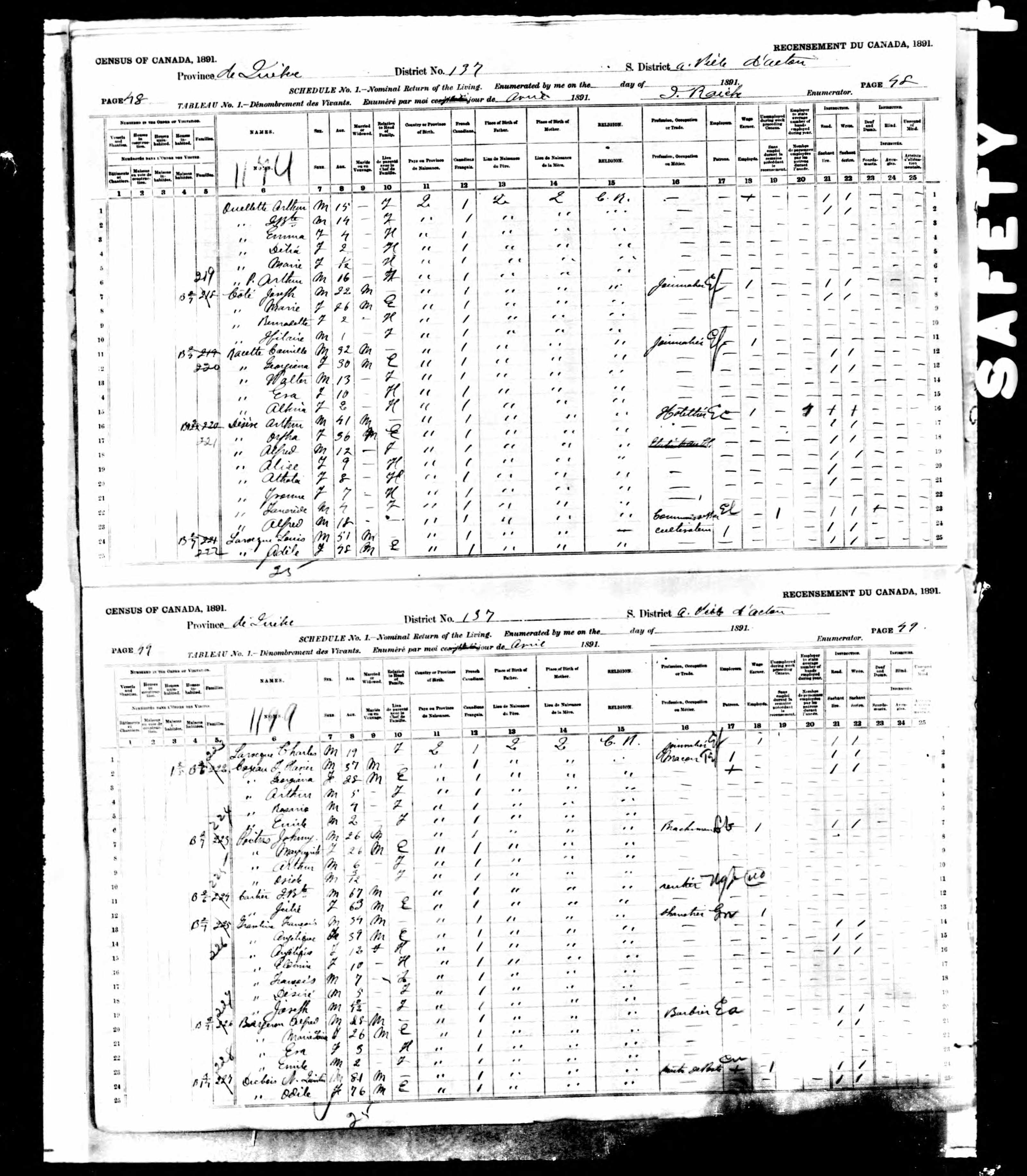 Recensement canadien 1891