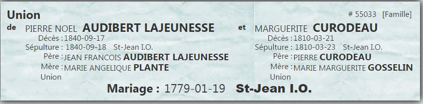 Fiche de mariage du PRDH