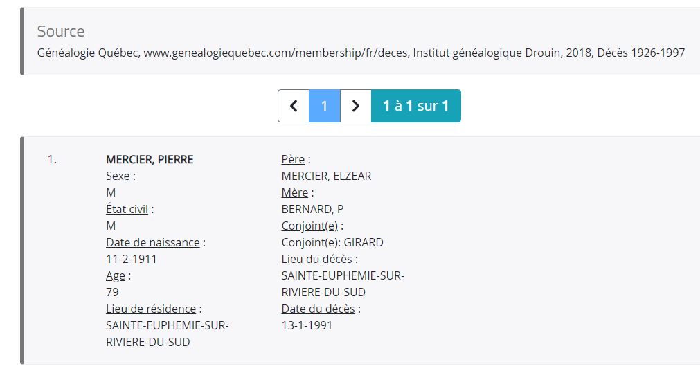 Mention du décès