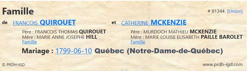 Fiche de famille du PRDH