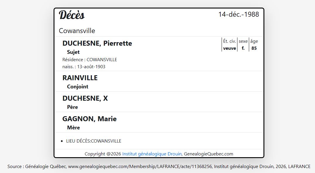 Mention du décès