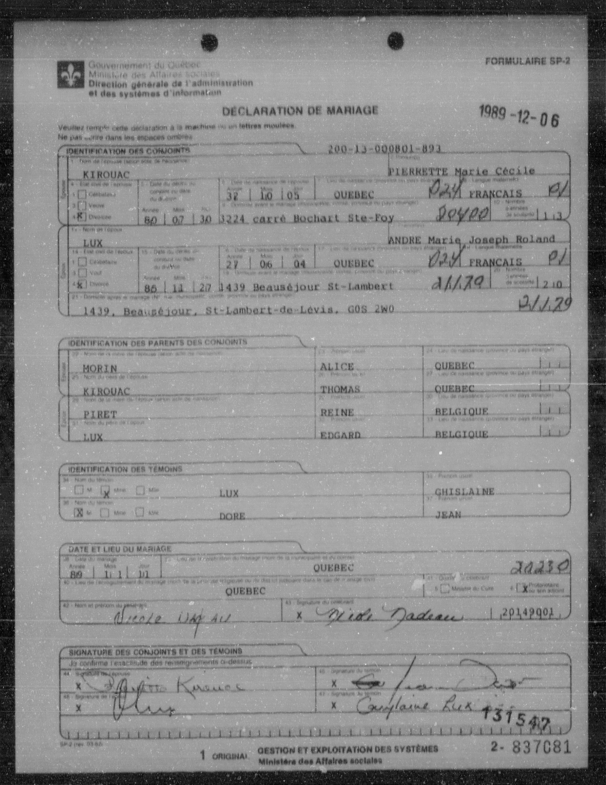 Enregistrement du mariage en secondes noces Enregistrement du mariage en secondes noces