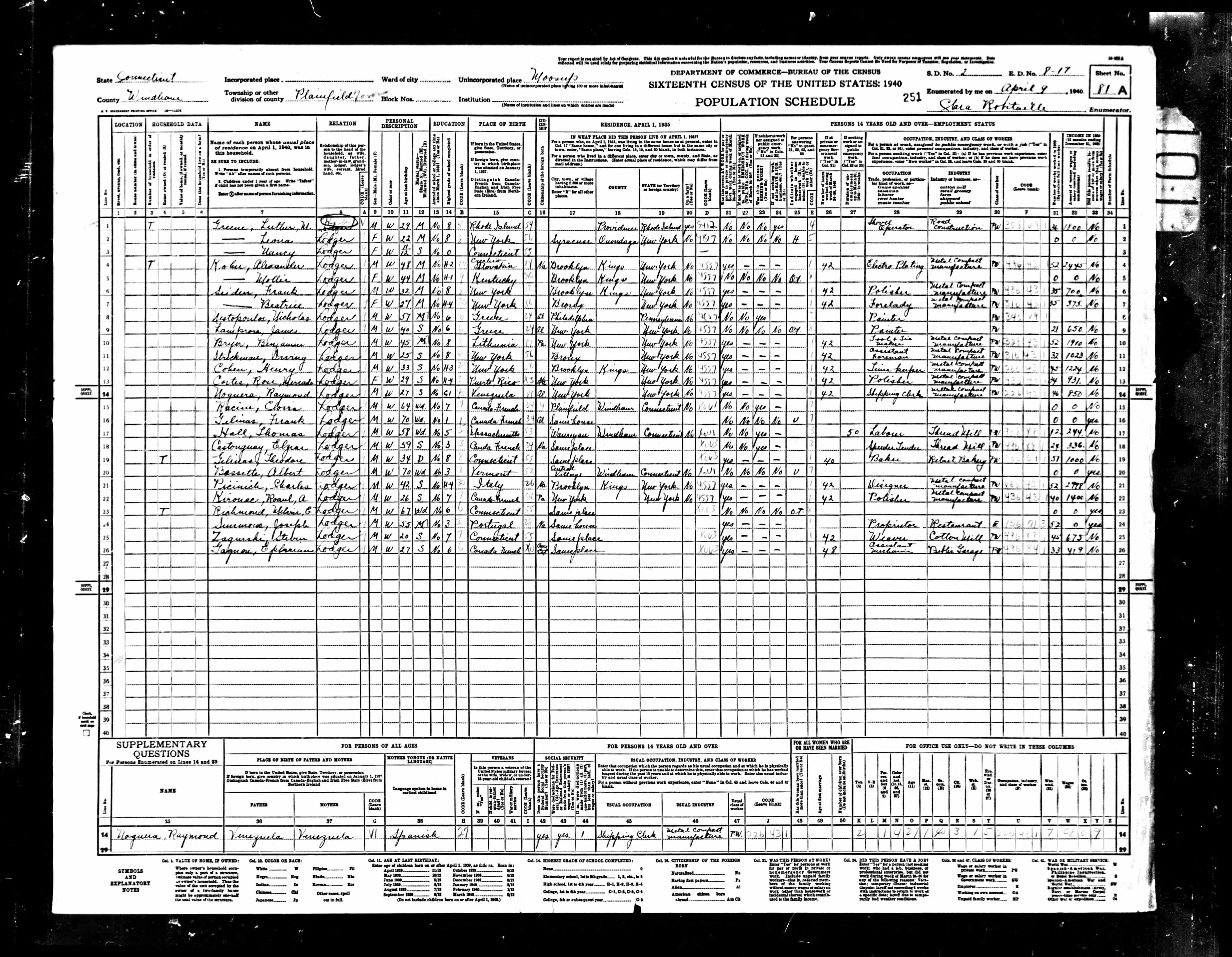 Recensement fédéral américain 1940