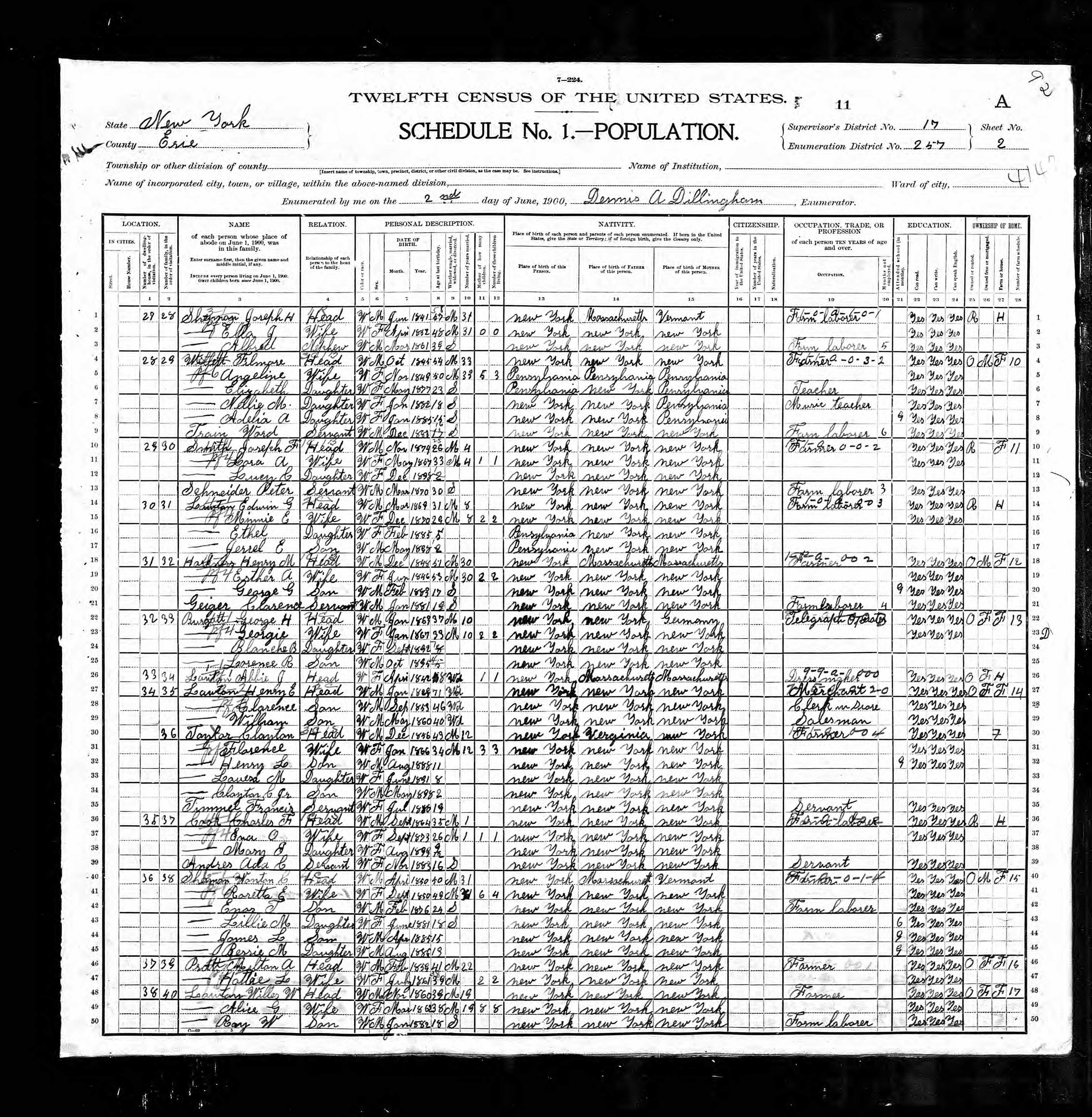 Recensement fédéral américain 1900