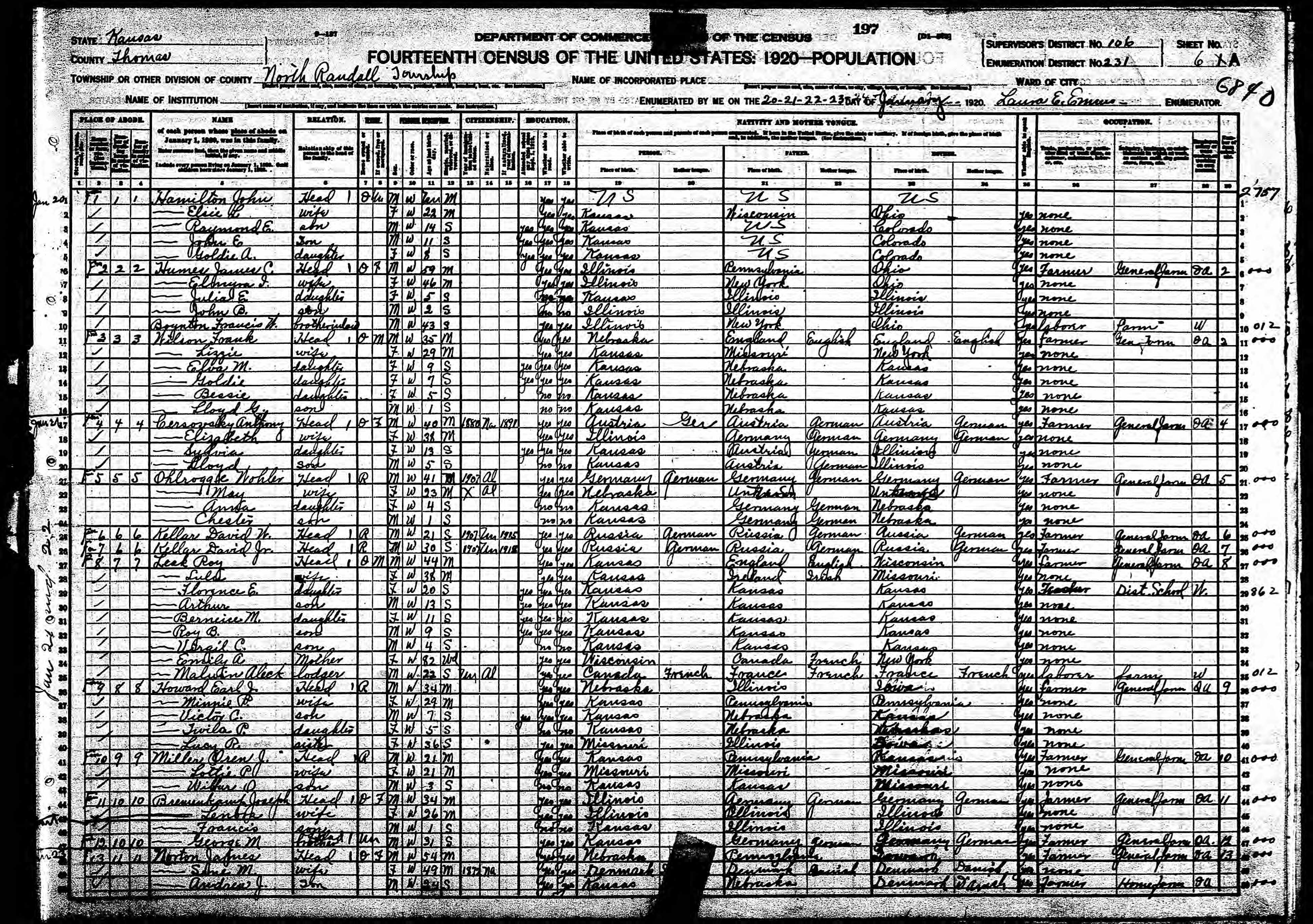 Recensement fédéral américain 1920