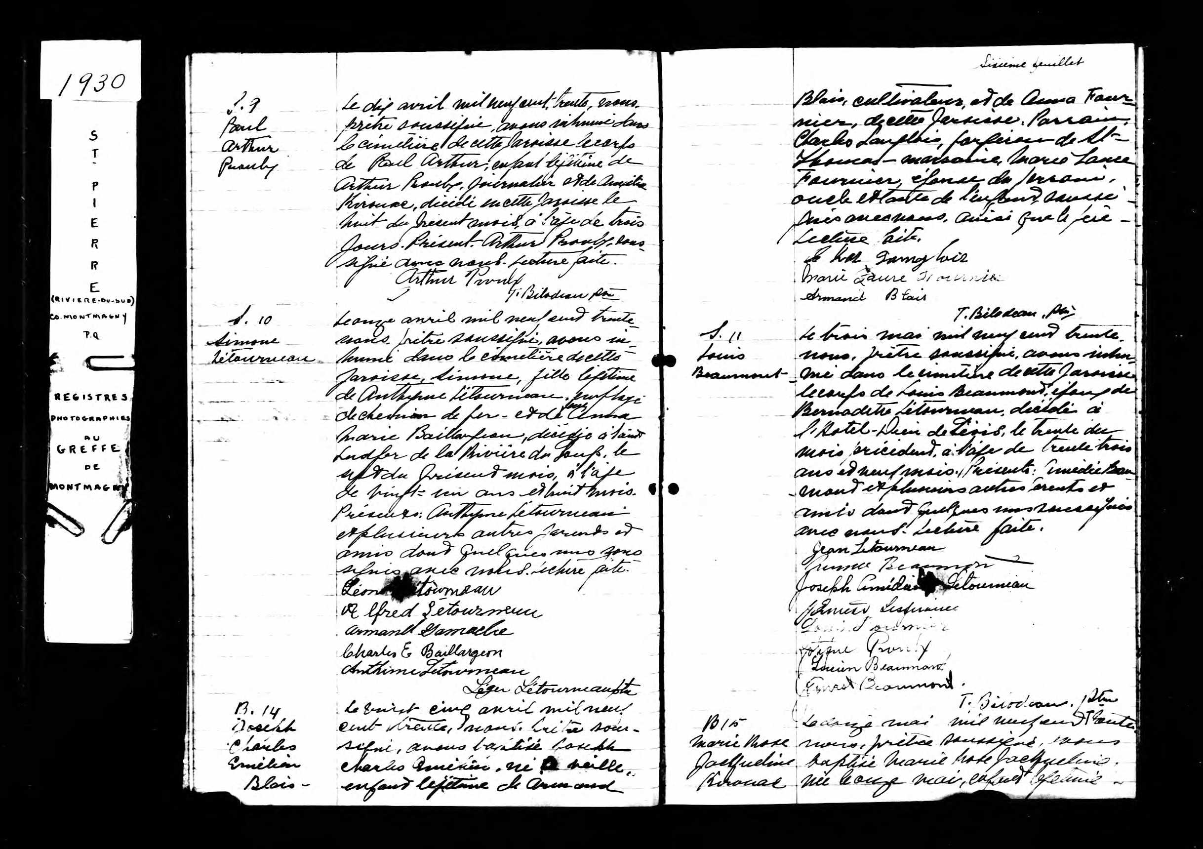 Acte de sépulture Acte de sépulture