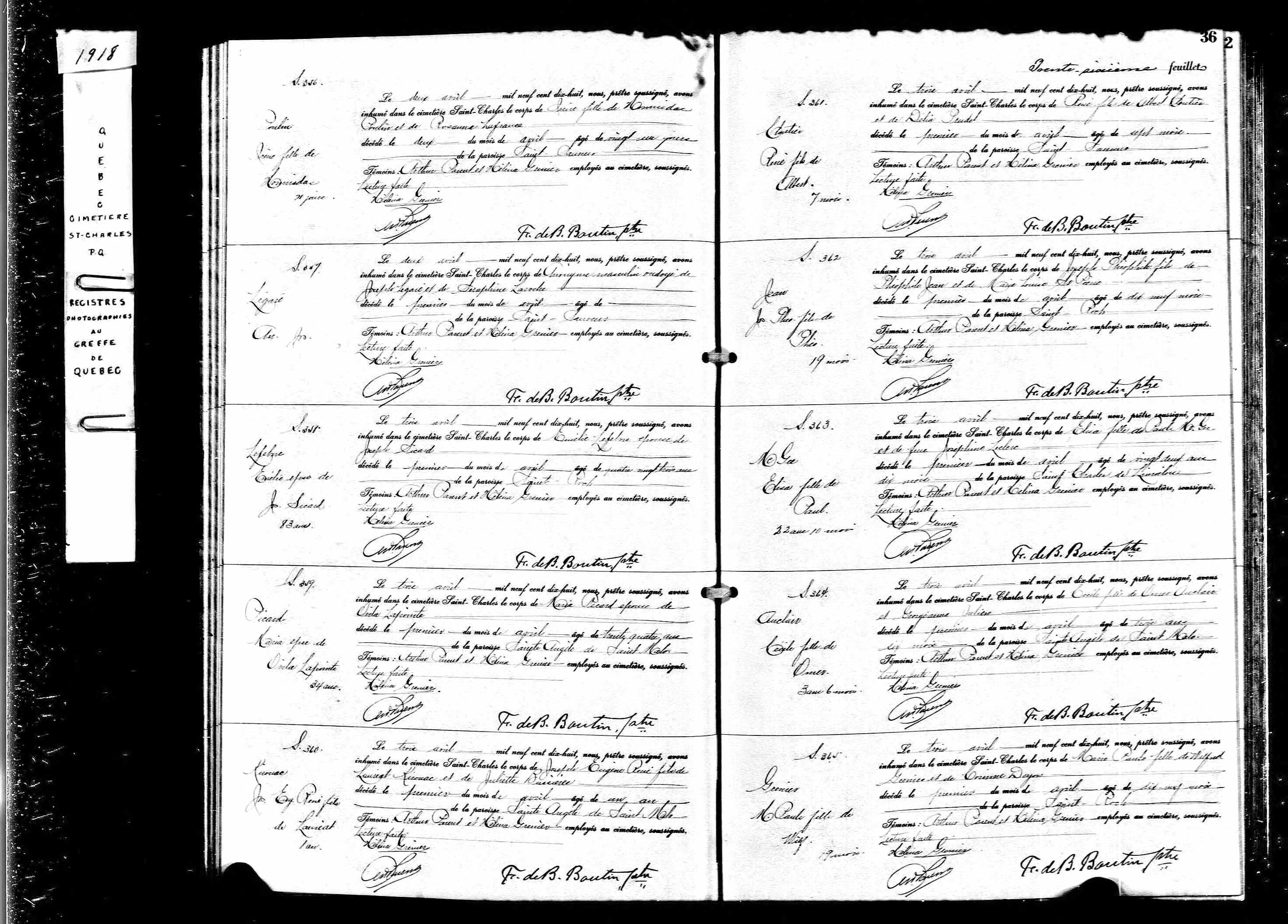 Acte de sépulture Acte de sépulture