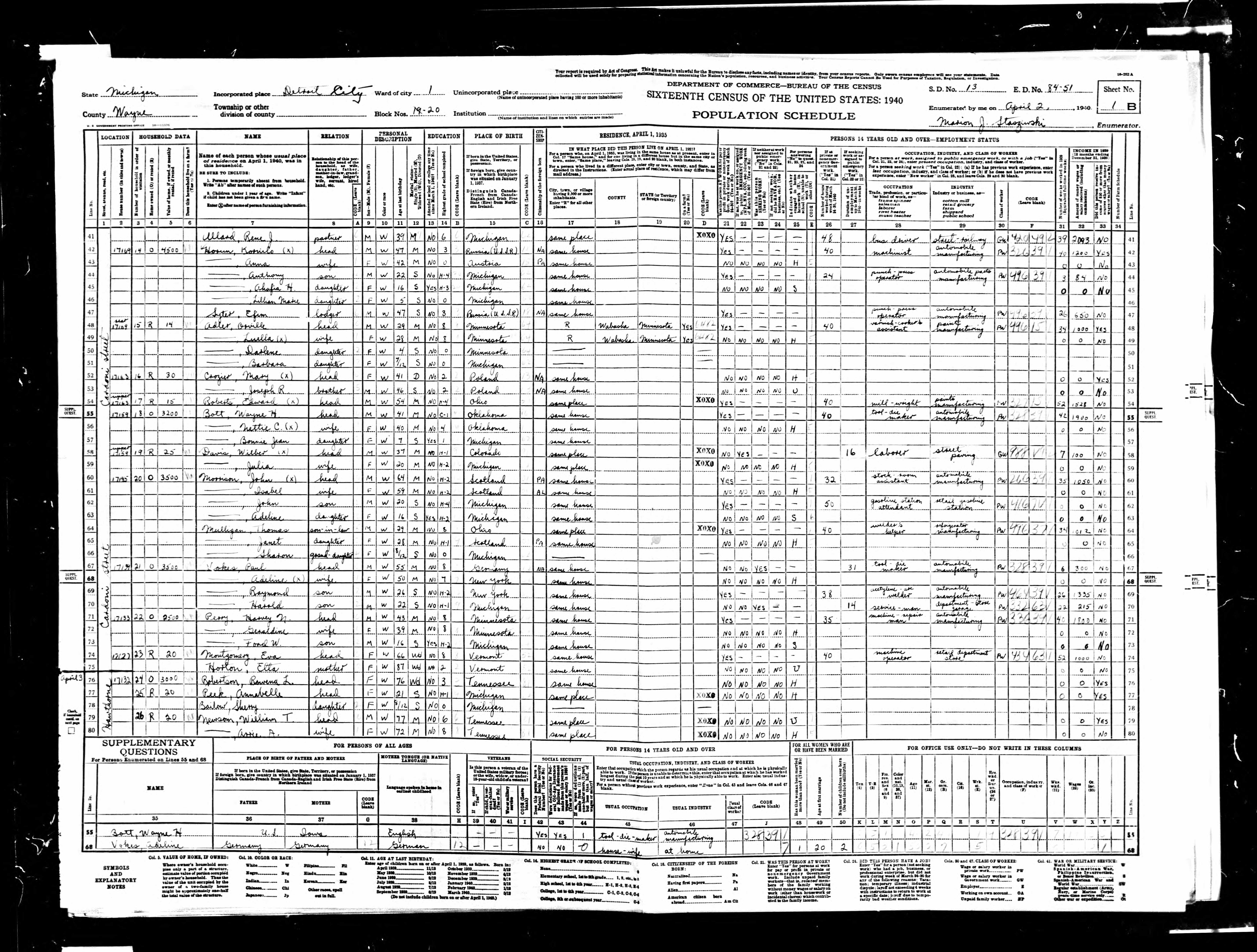 Recensement fédéral américain 1940