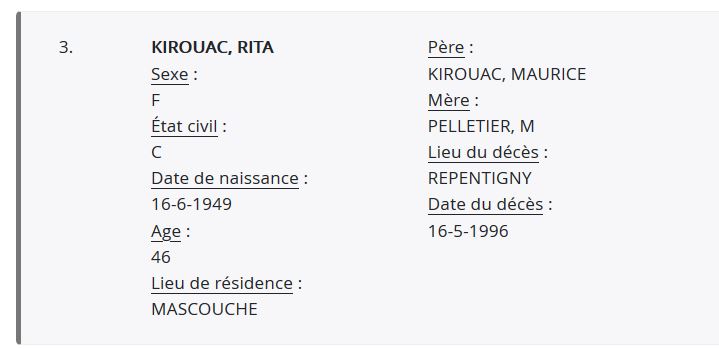Mention du décès