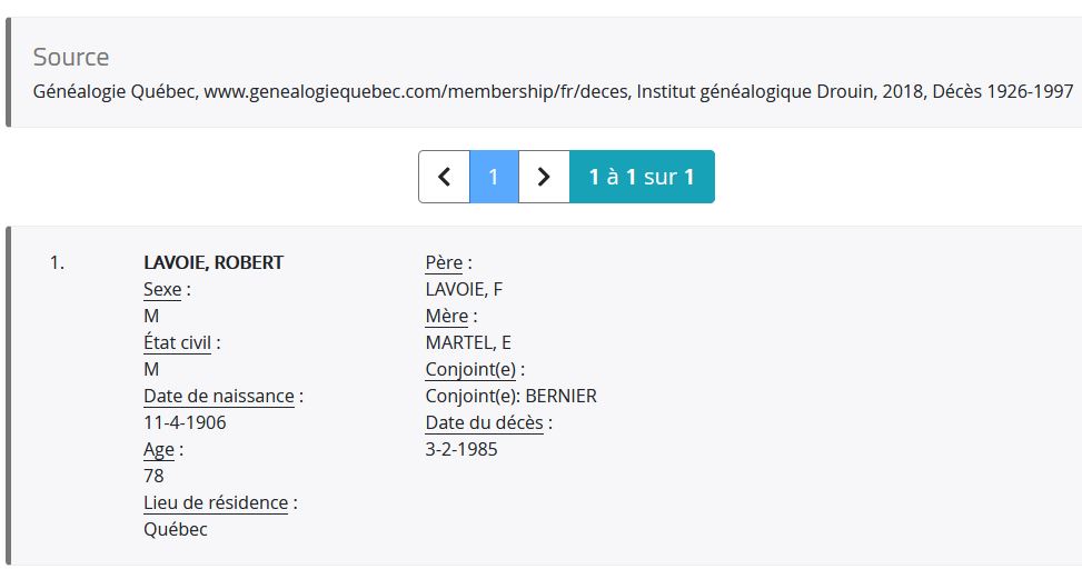 Mention du décès
