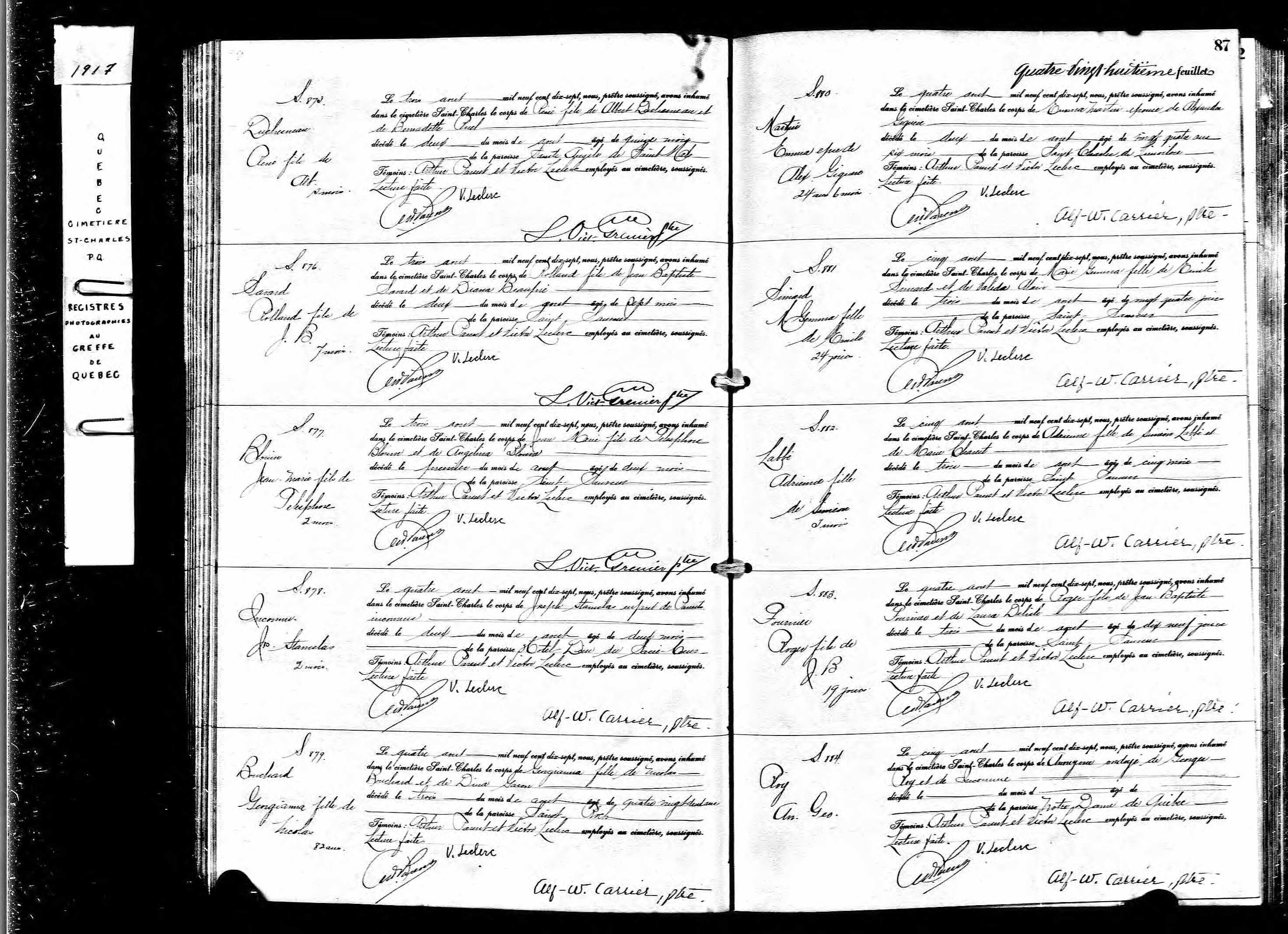 Acte de sépulture Acte de sépulture