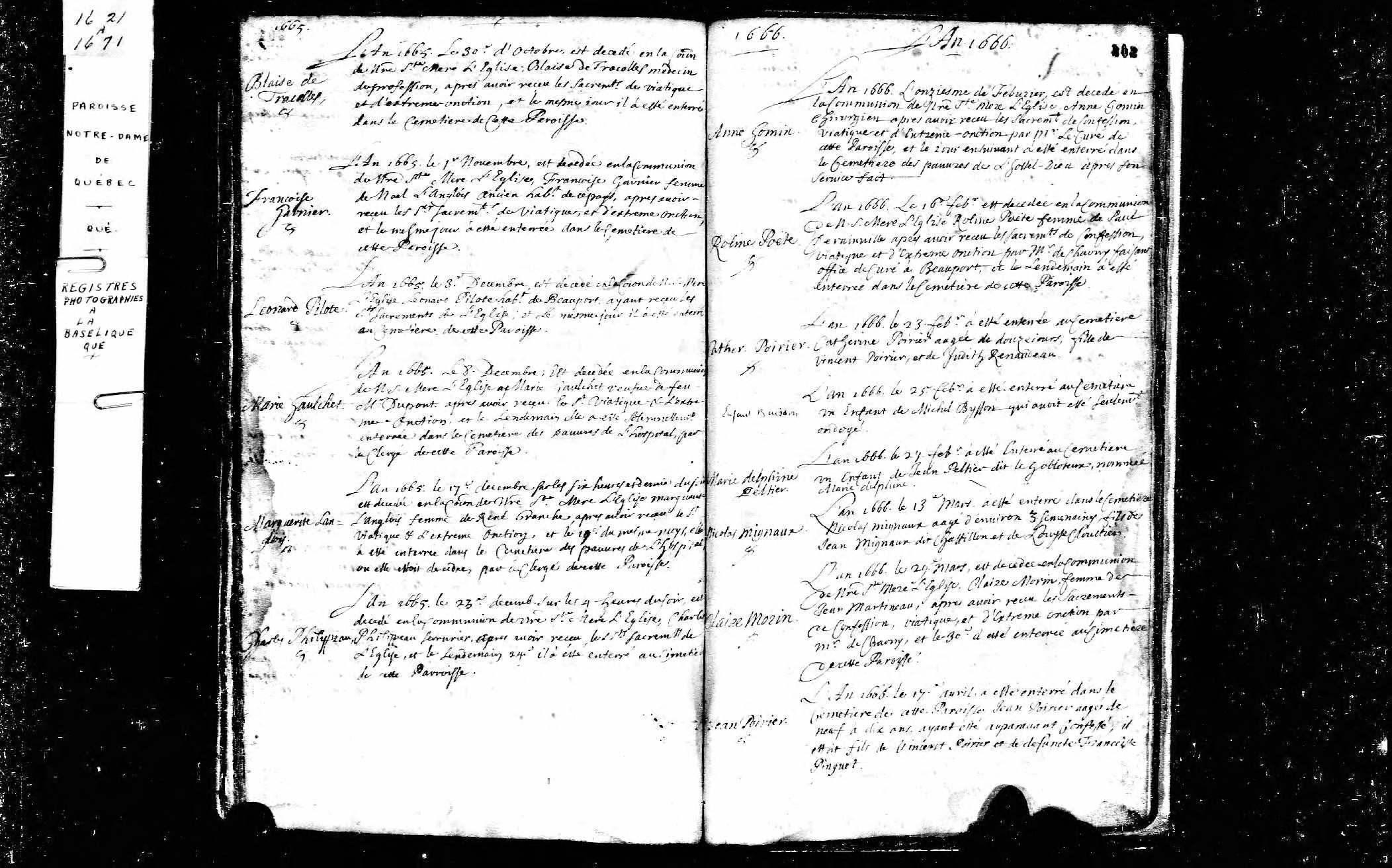 Acte de sépulture original