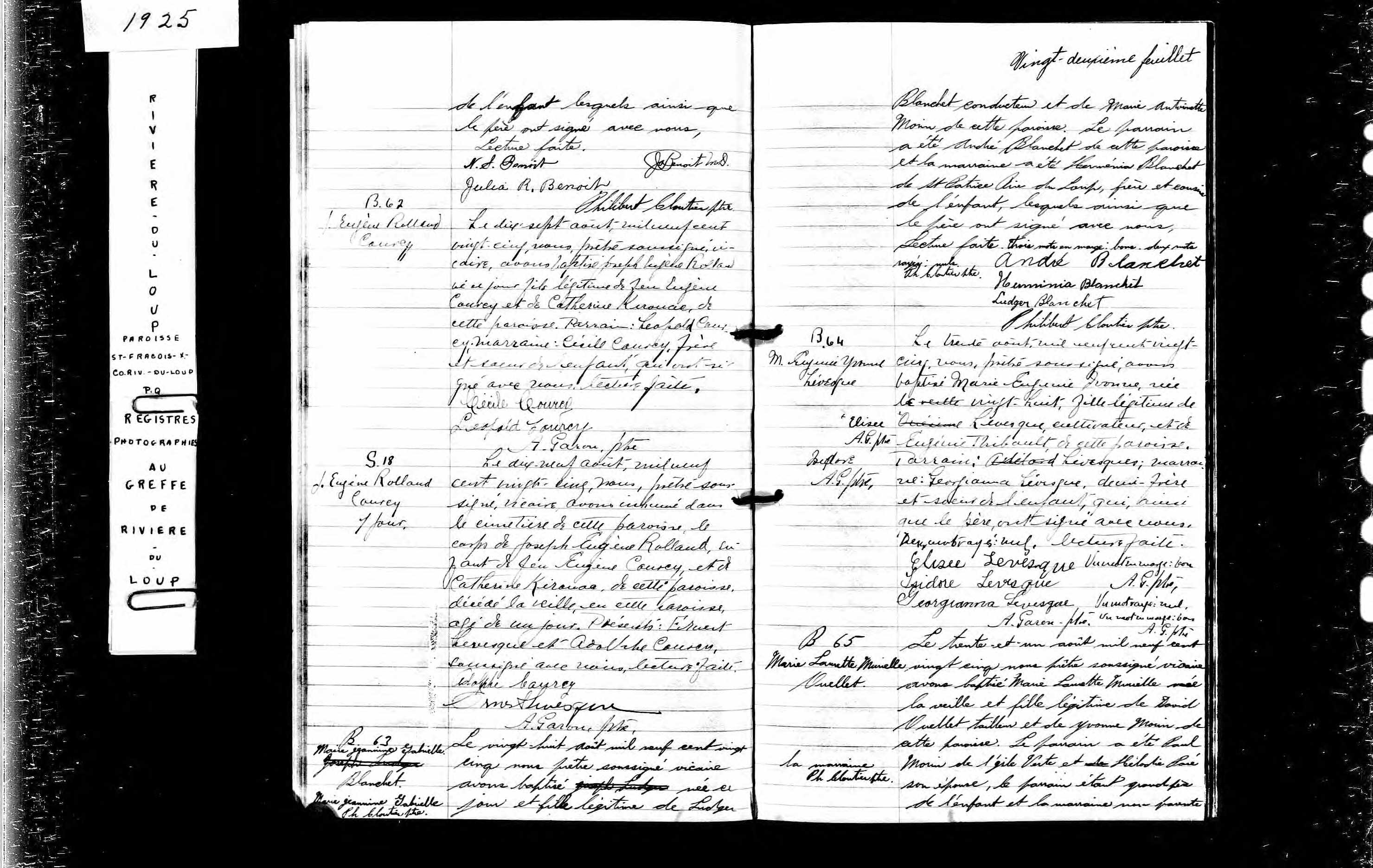 Actes de baptême et de sépulture