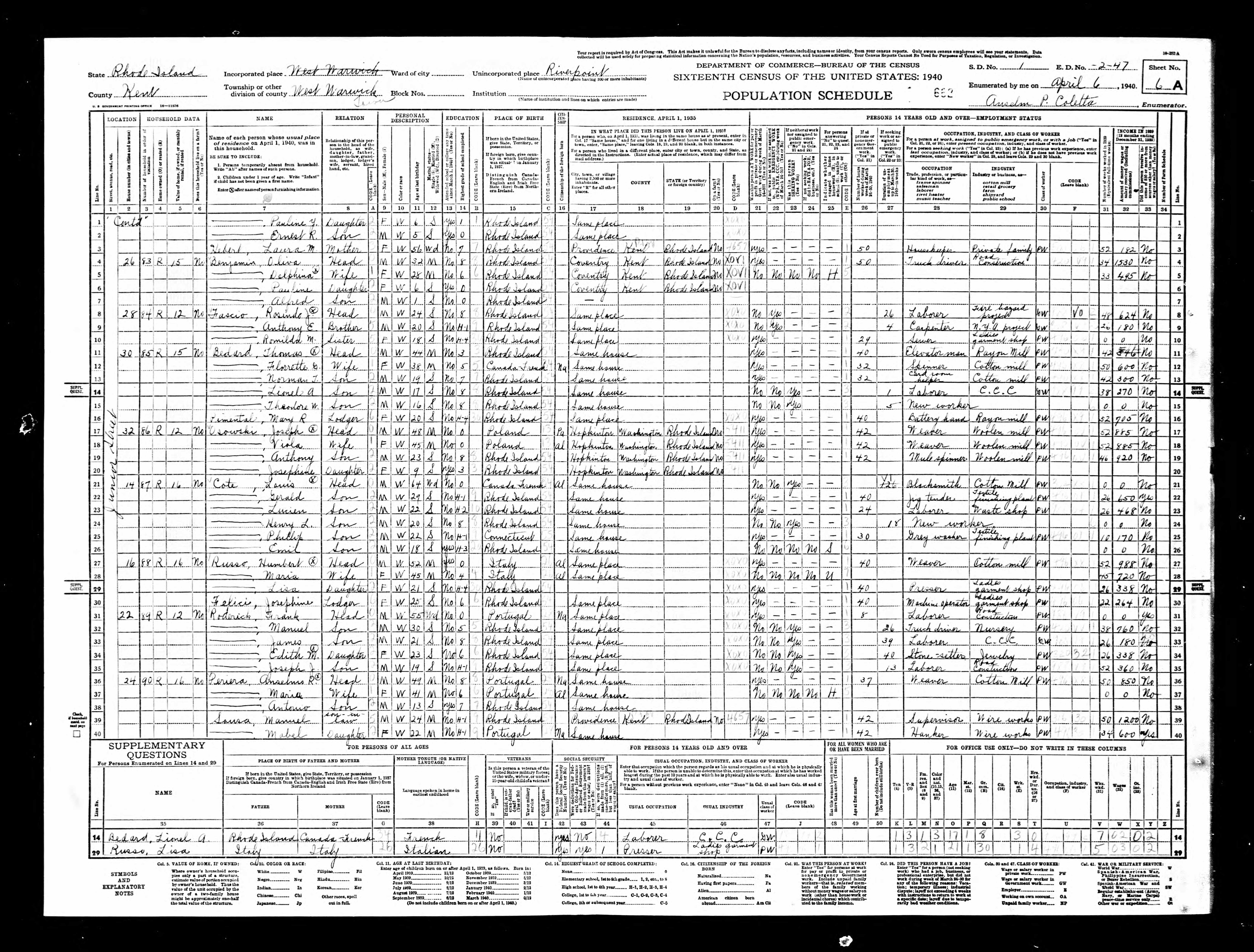 Recensement fédéral américain 1940