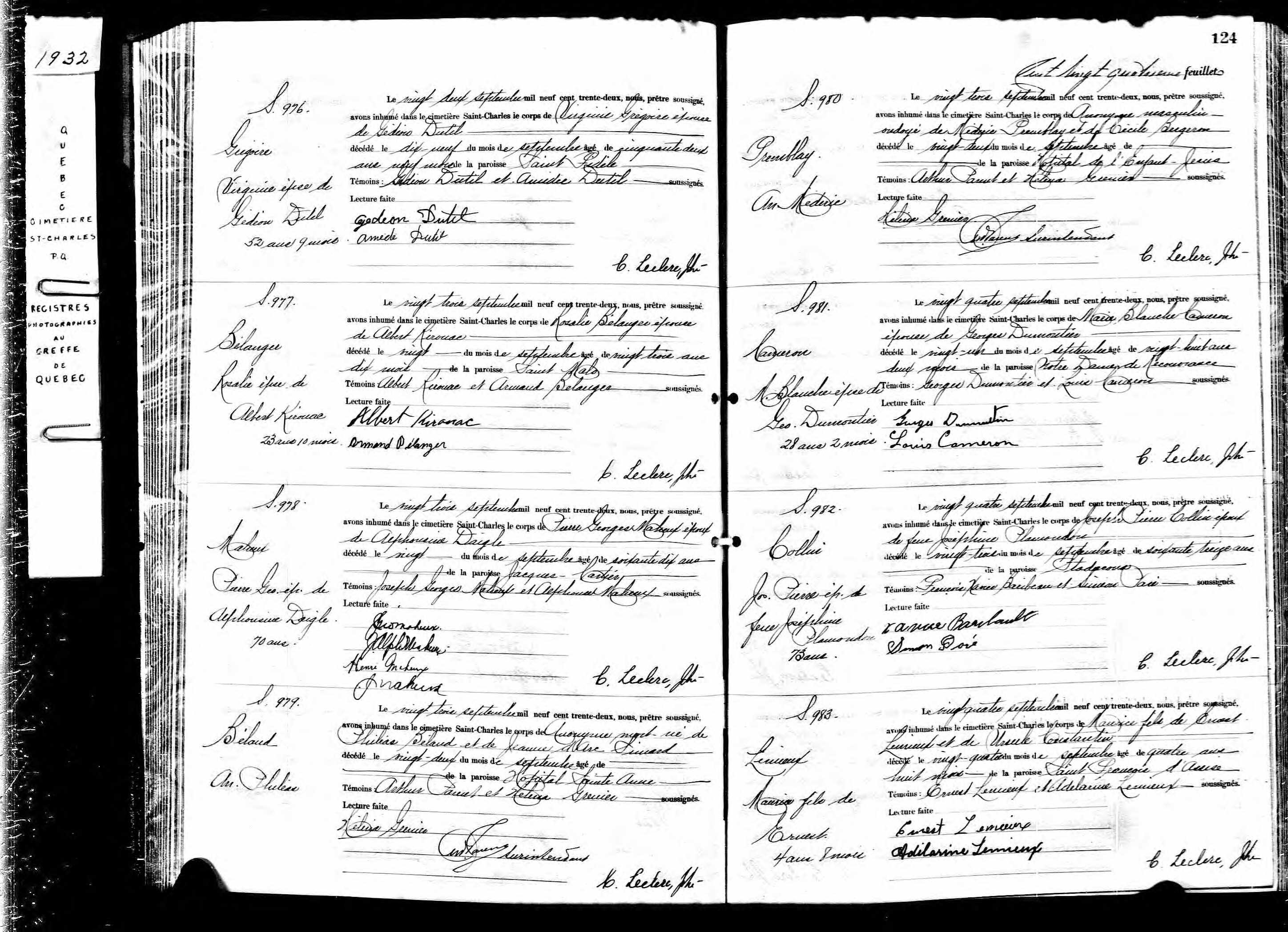 Acte de sépulture