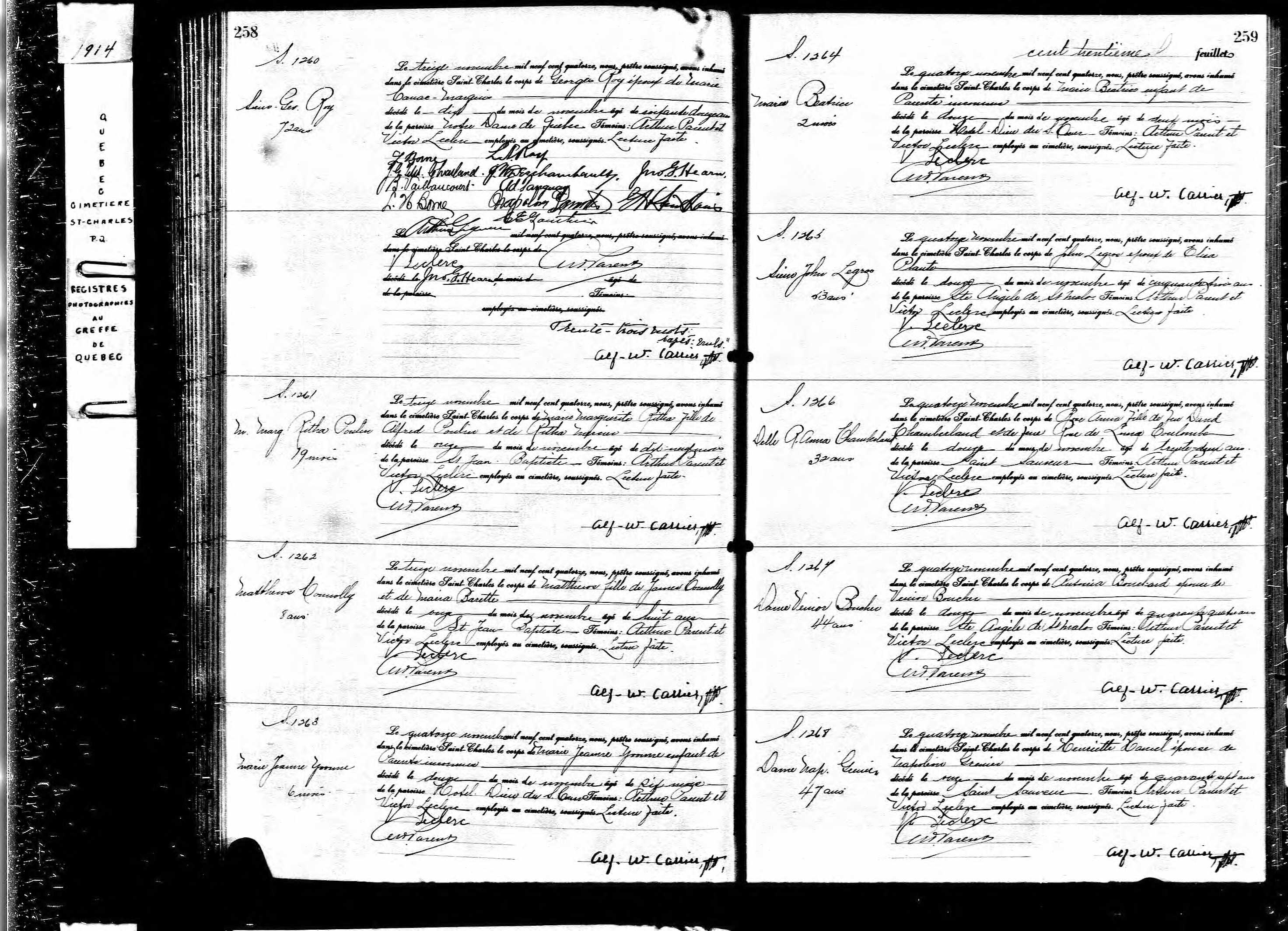 Acte de sépulture